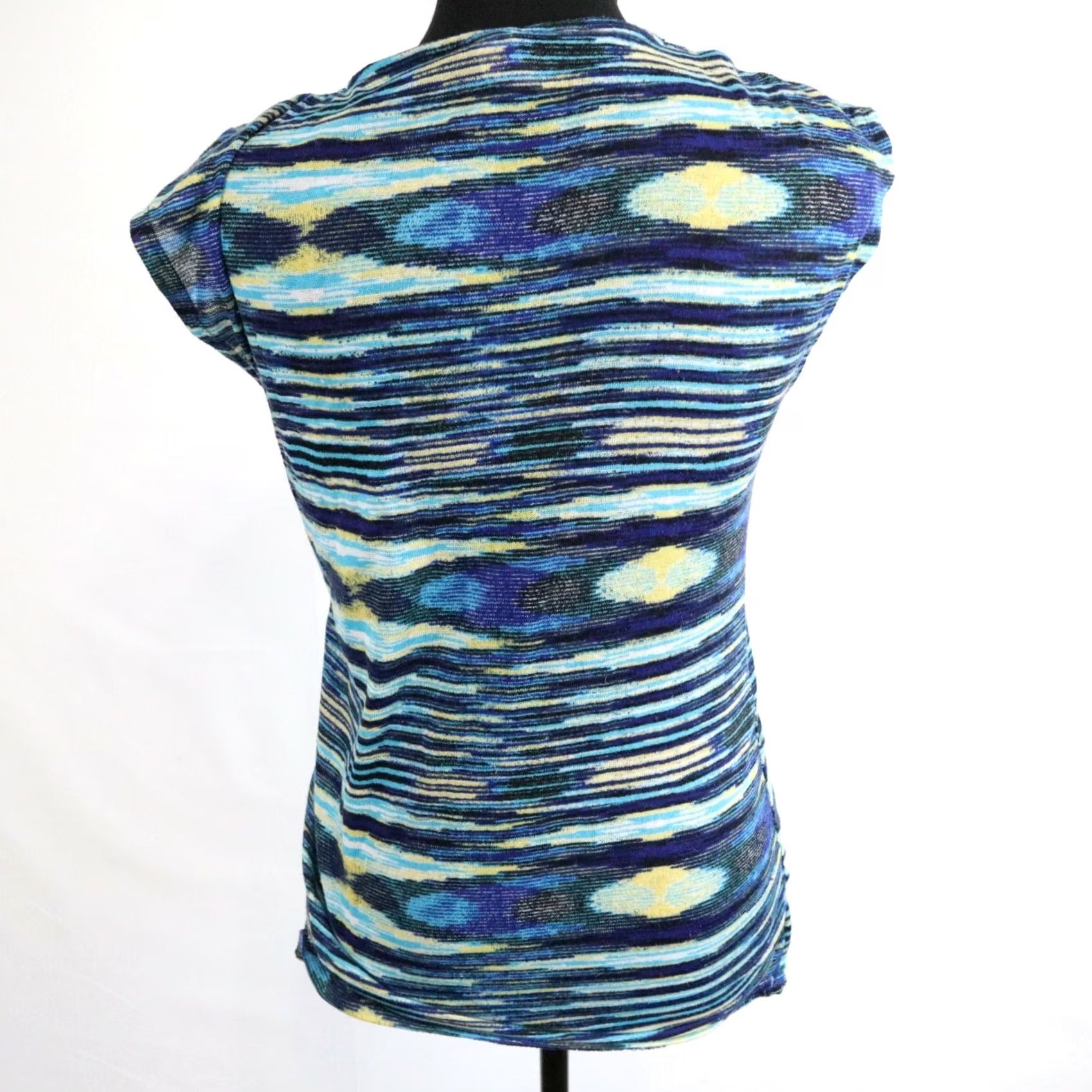Vintage No Boundaries Top Women Medium Shirt Blouse Casual Draped Neck Blue Cap Sleeve Size M / US 6-8 / IT 42-44 - 3 Thumbnail