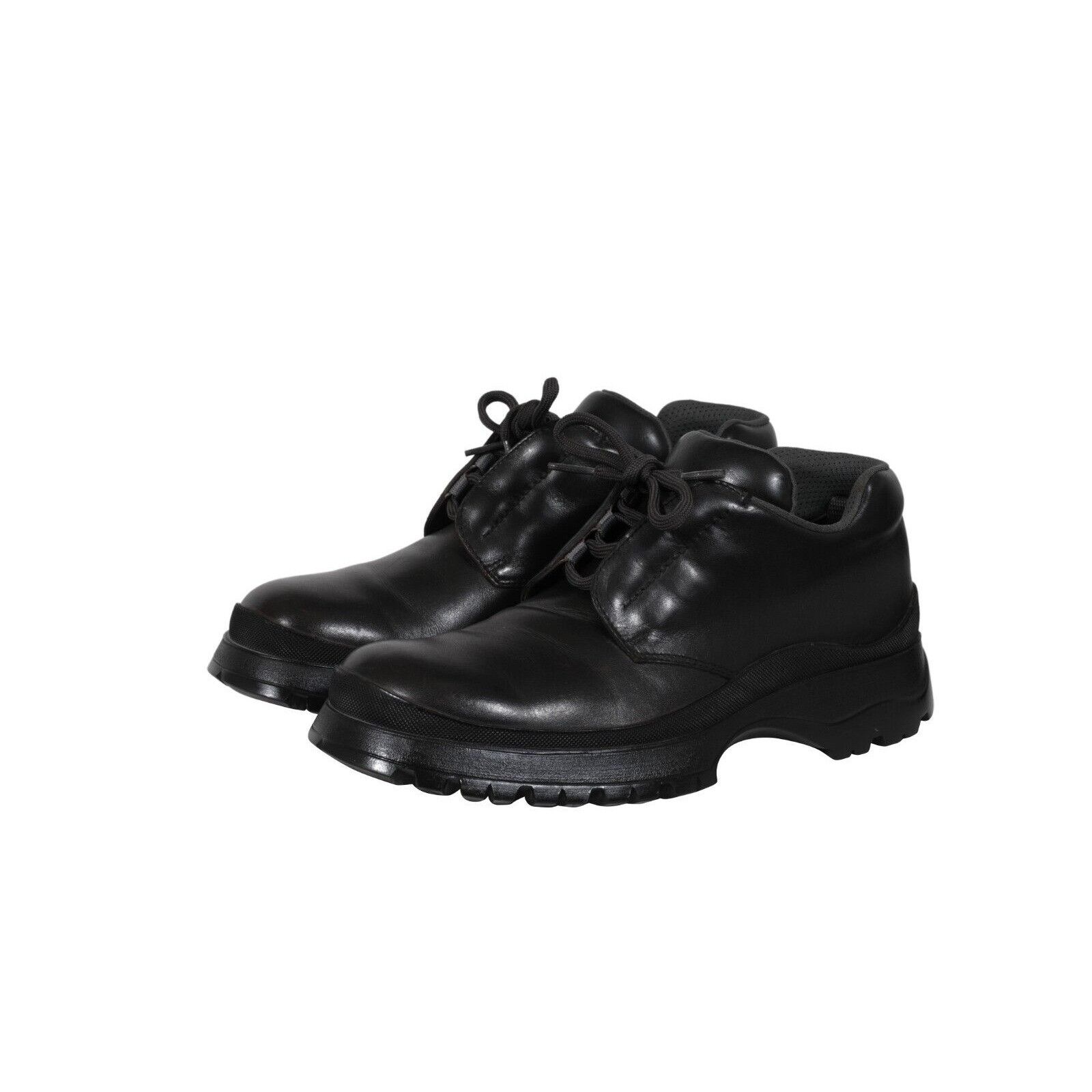 Prada Brixxen Mid Top Derby Shoes Black Leather Size US 8.5 / EU 41-42 - 8 Thumbnail