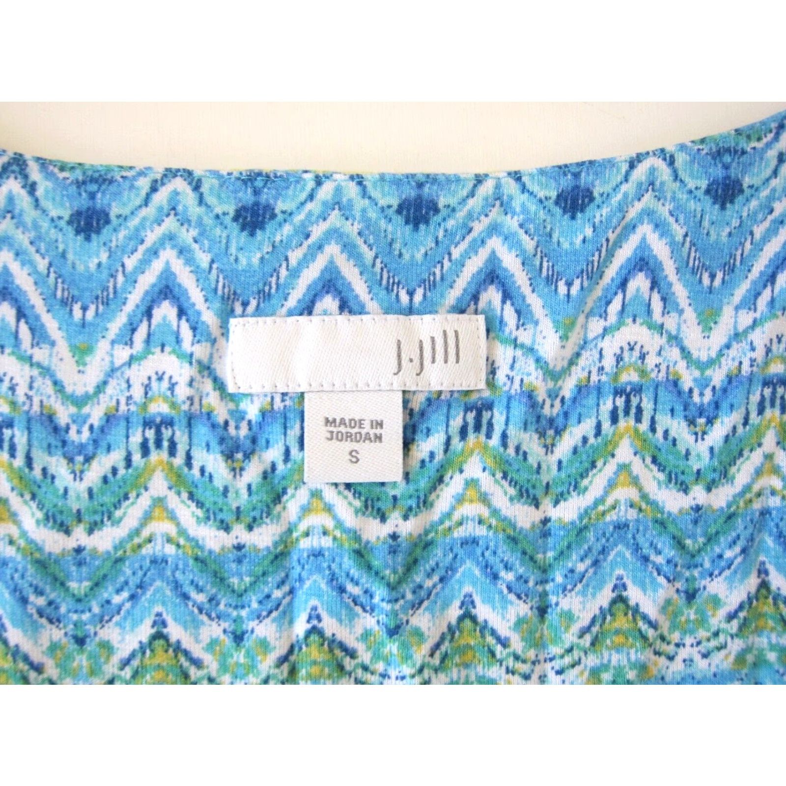 J. Jill J.Jill Rayon Stretch Blue Green Yellow Chevron V-Neck Long Maxi Tank Sun Dress S Size S / US 4 / IT 40 - 4 Thumbnail