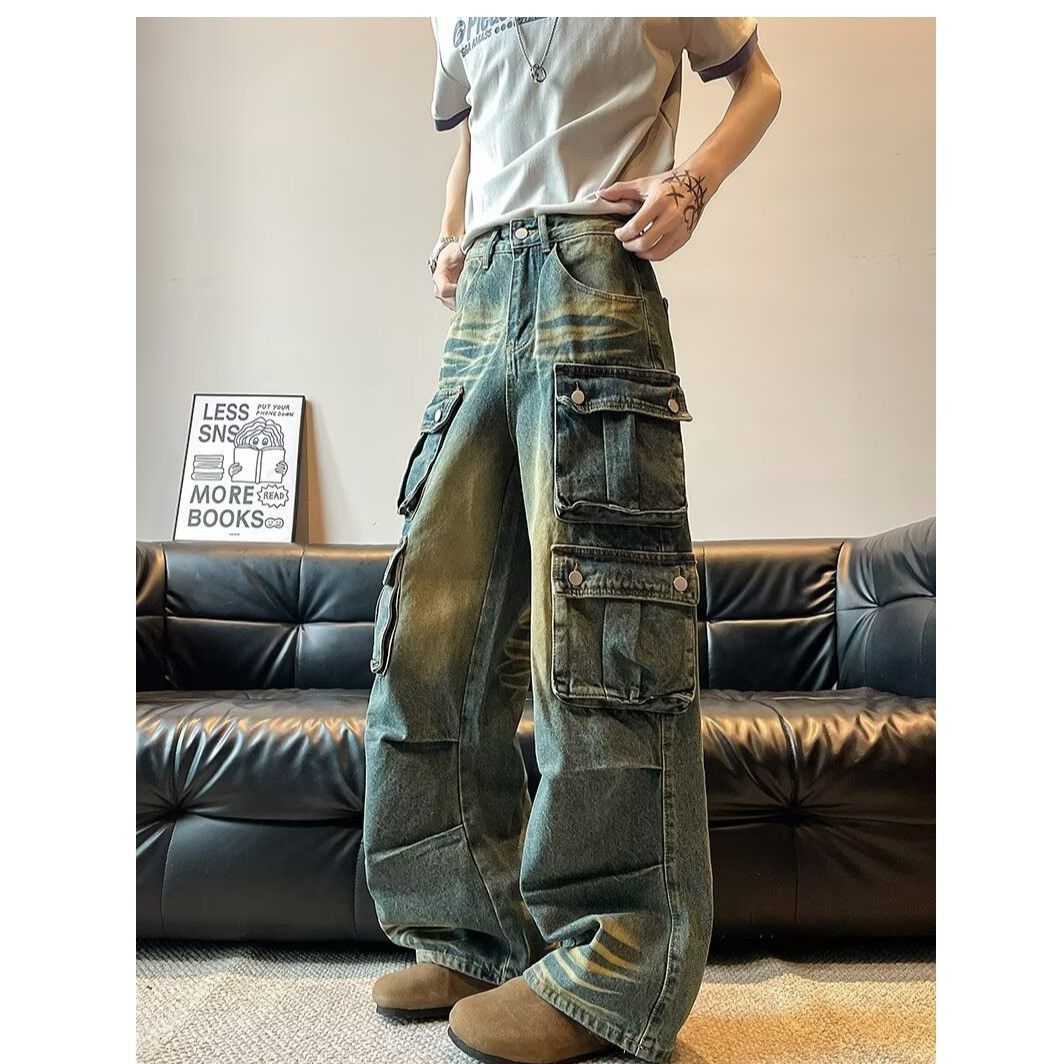 Japanese Brand × Vintage Vintage washed multi-pocket jeans men's loose wide-leg pants Size US 32 / EU 48 - 4 Thumbnail