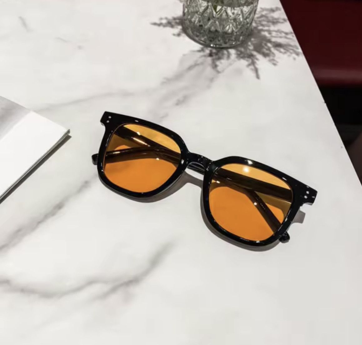Other Trendy Kpop Orange Lenses Black Frame Square Sunglasses Size ONE SIZE - 1 Thumbnail
