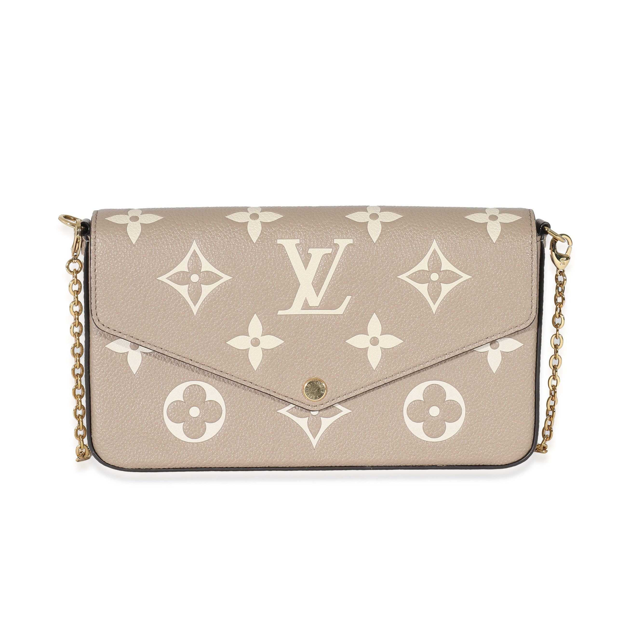 Image of Louis Vuitton Tourterelle Creme Empreinte Monogram Giant Félicie Pochette in Beige, Women's