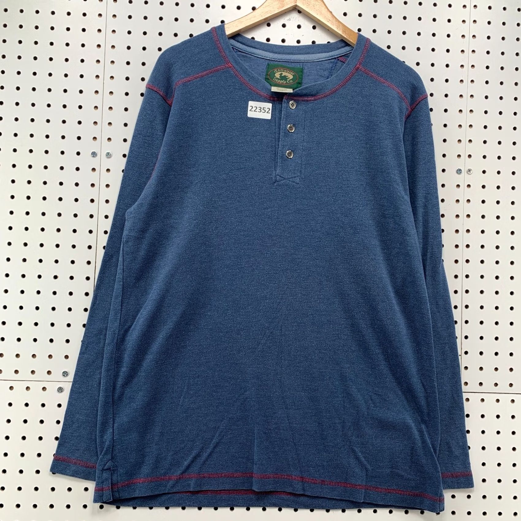 Vintage Stillwater Supply Co Henley Shirt Large Blue Long Sleeve Button Mens 21.5x30 Size US L / EU 52-54 / 3 - 2 Thumbnail