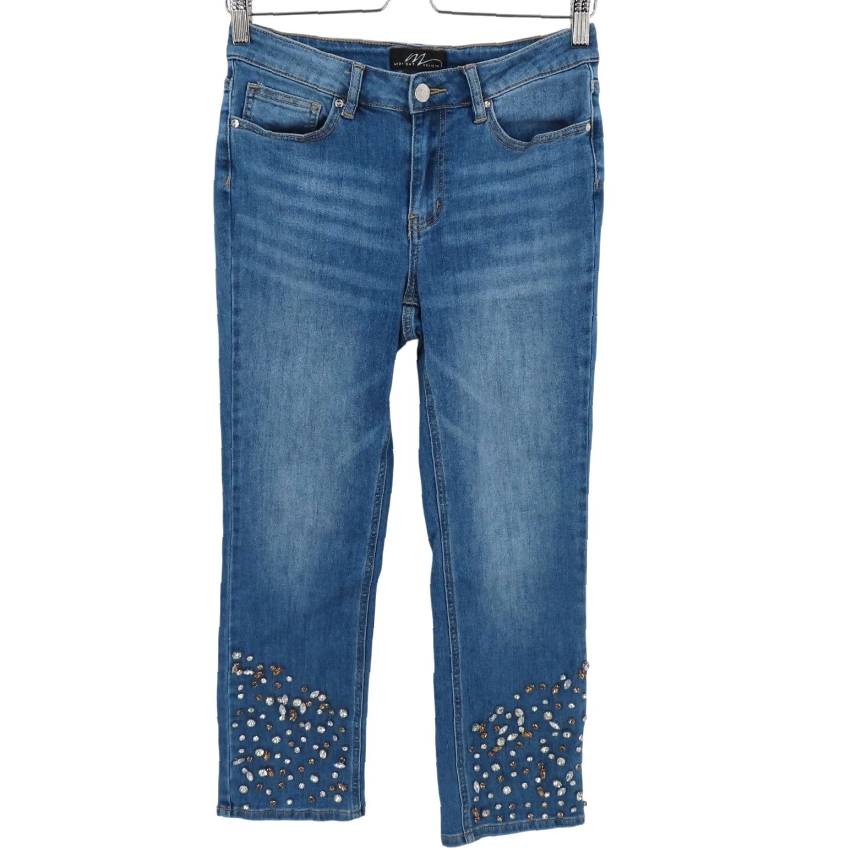 Velvet Midnight Velvet Jeans Womens 8 Denim Blue 5-Pocket Rhinestone Embellished Cropped Bling Vintage No Size 30" / US 8 / IT 44 - 2 Thumbnail