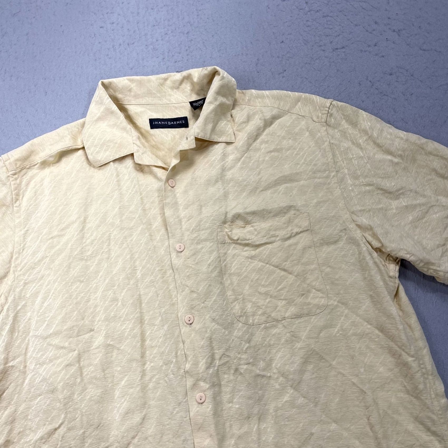 Vintage VINTAGE Jhane Barnes Shirt Mens L Yellow Silk Linen 90s Camp Collar Button-Up Short Sleeve Size US L / EU 52-54 / 3 - 3 Thumbnail