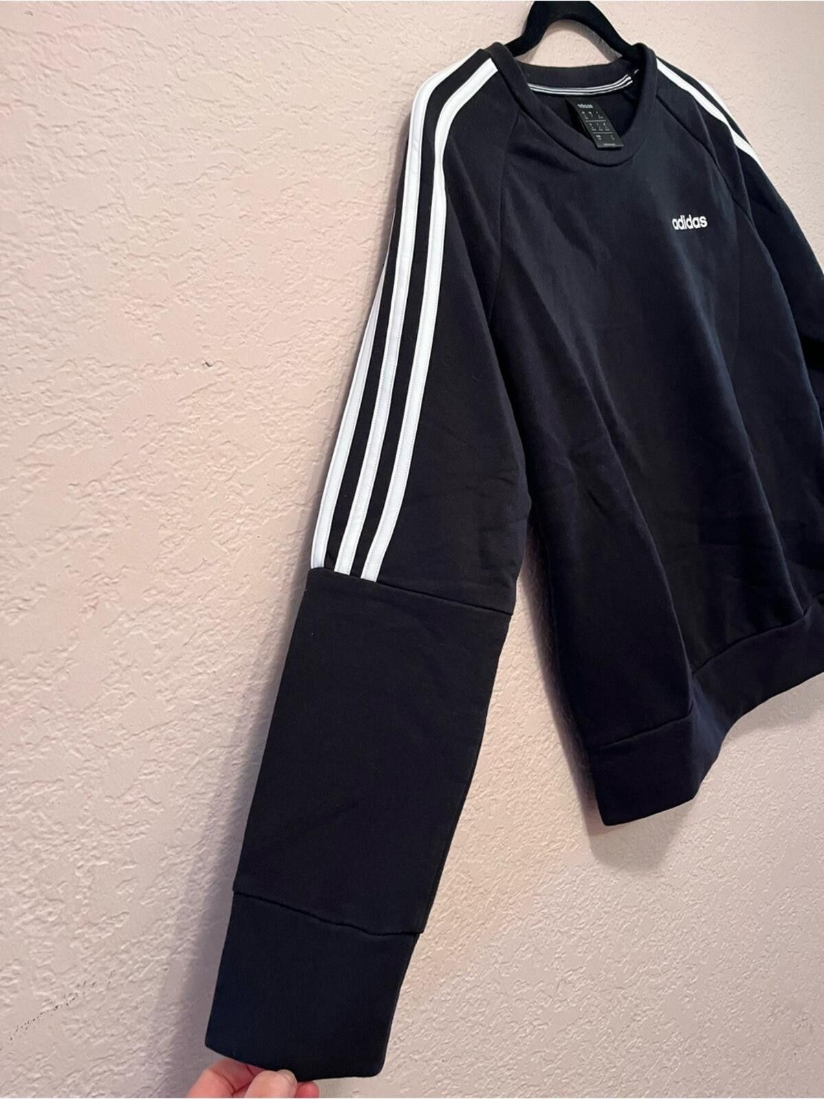 Adidas Adidas Black Crewneck with White Shoulder Stripes. Dri Fit. Size S / US 4 / IT 40 - 5 Thumbnail