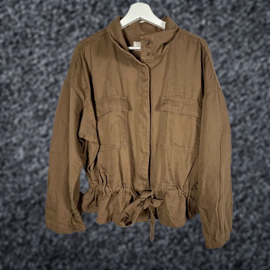 Vintage Time And Tru Jacket Womens XL Brown Utility Snap Front Pockets Drawstring Waist Size XL / US 12-14 / IT 48-50 - 1 Thumbnail