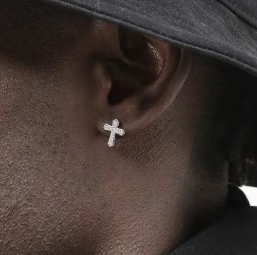 Jewelry Crystal Cross Stone Earrings Gothic Chrome Jewelry God Size ONE SIZE - 1 Thumbnail