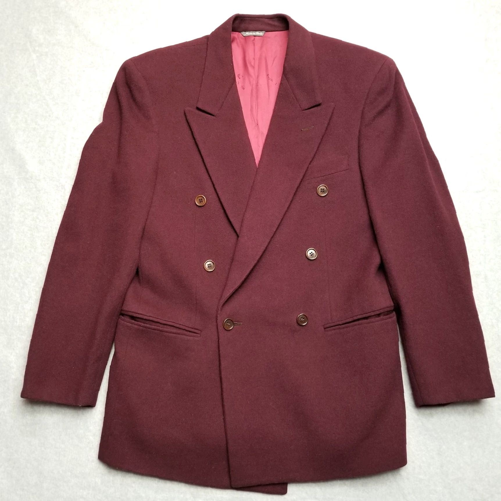 Tombolini Urbis Blazer Mens Italian 48 Roger Stuart Eugenio Tombolini Jacket, Wool, Cashmere, Polyester Red - Vintage Men 48, Regular, Solid Size 48R - 2 Thumbnail