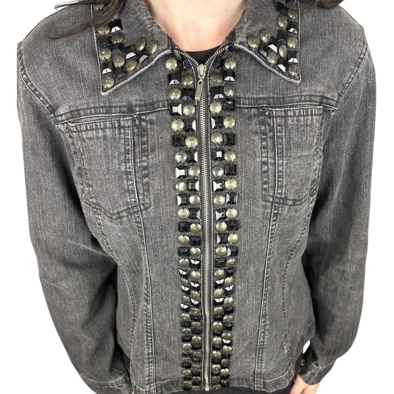 Vintage Y2K Ruby Rd Black Studded Denim Zip-Up Jacket Size L / US 10 / IT 46 - 3 Thumbnail