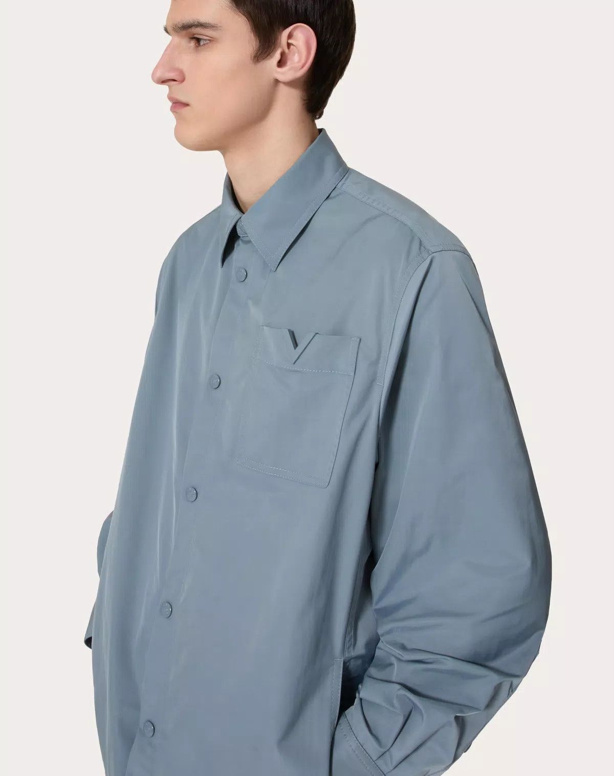 Valentino oc11z0625 Nylon Shirt Jacket With Rubberised in Dusty Blue Size US L / EU 52-54 / 3 - 6 Thumbnail