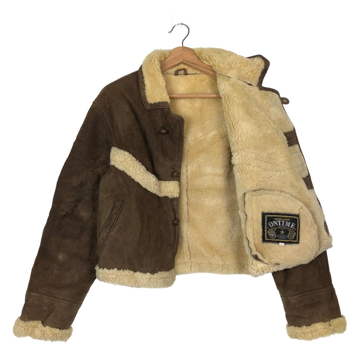 Japanese Brand Vintage Cropped Ontime Genuine Leather Jacket Sheep Lamb Fur Size US M / EU 48-50 / 2 - 8 Thumbnail