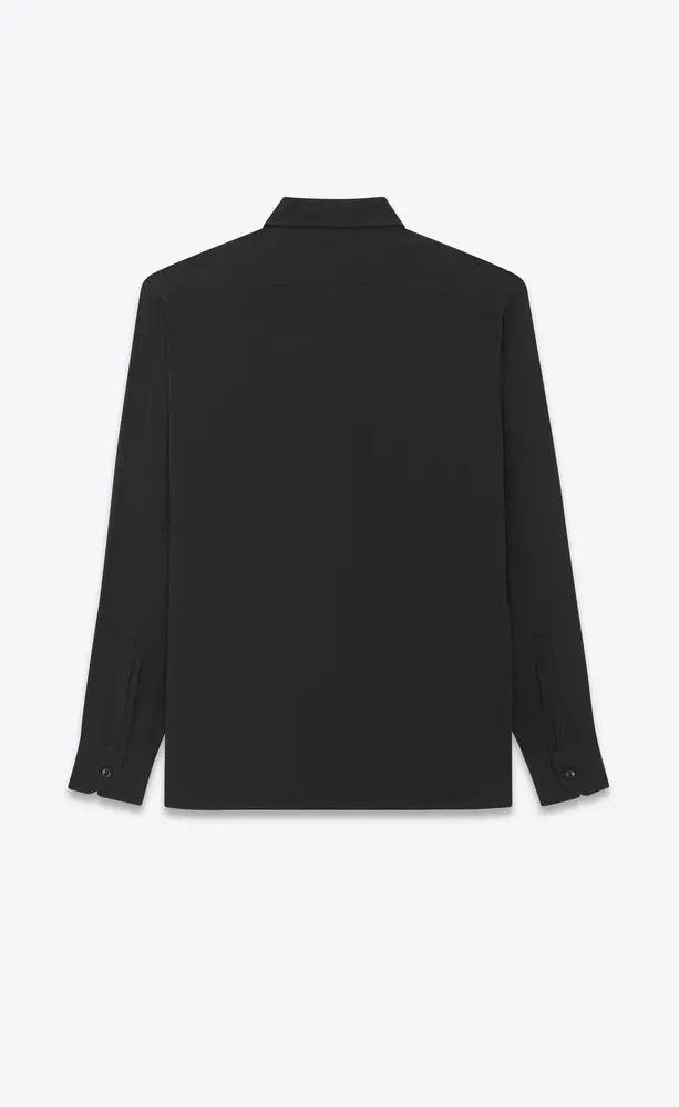 Saint Laurent Paris o1bcso1str1124 Matte And Shiny Silk Shirt in Black Size US XL / EU 56 / 4 - 2 Thumbnail