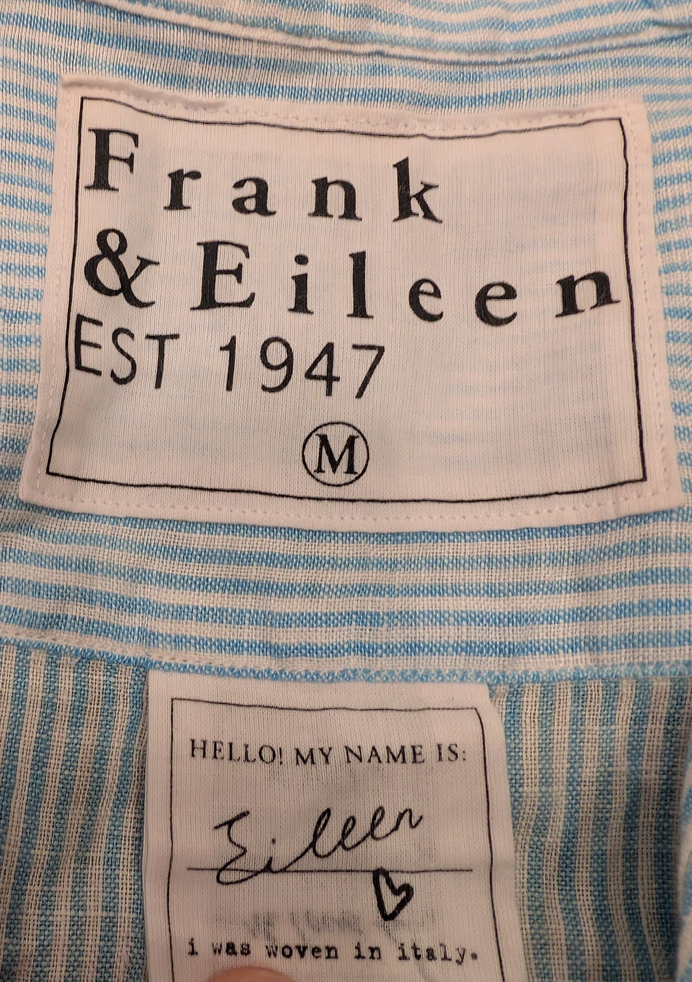 Frank & Eileen Frank & Eileen Eileen 100% Linen Shirt Blue Mini Stripes Size M / US 6-8 / IT 42-44 - 3 Thumbnail