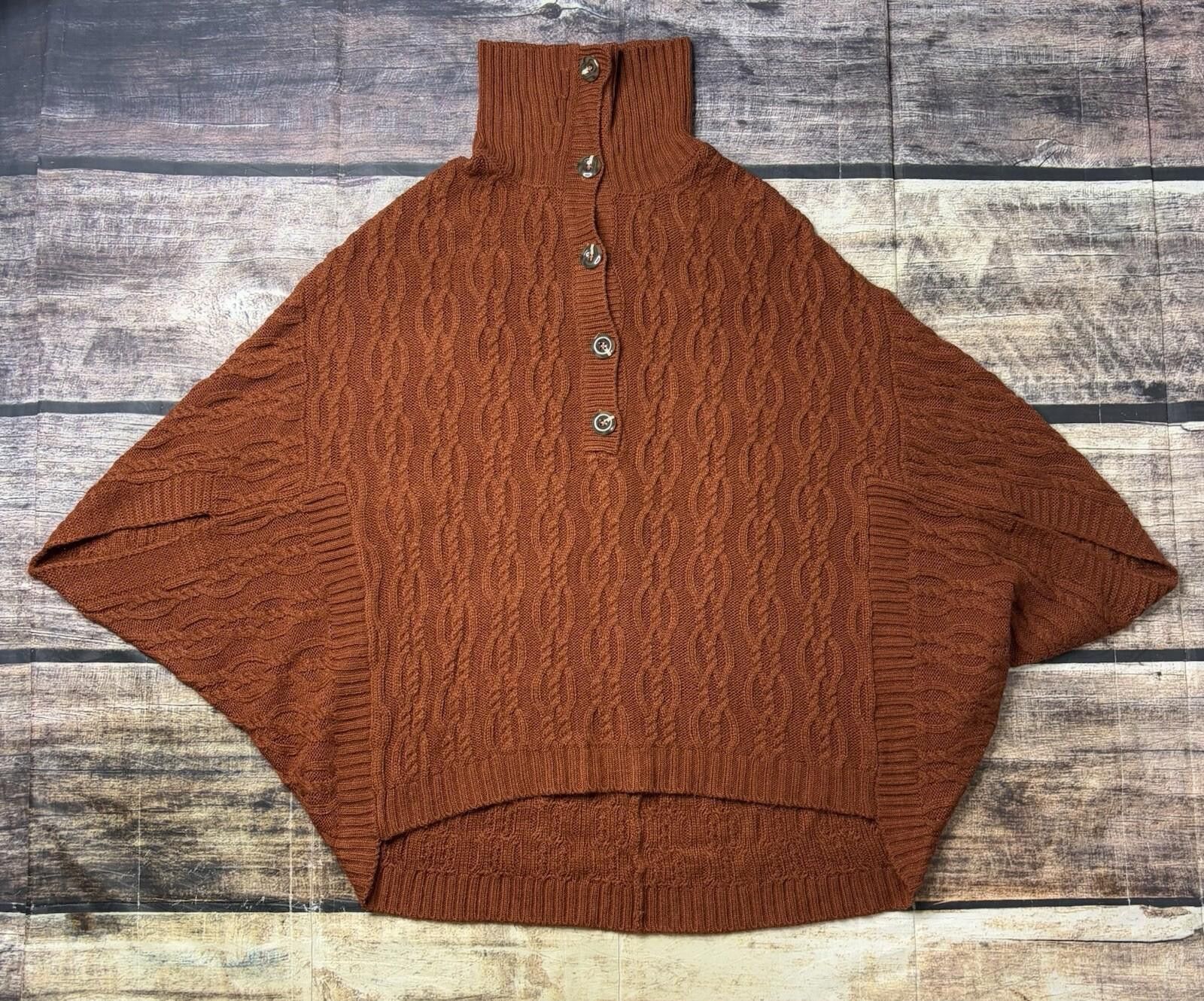 Anthropologie Anthropologie Poncho Sweater Women's M Turtleneck Cable Knit Size M / US 6-8 / IT 42-44 - 1 Thumbnail
