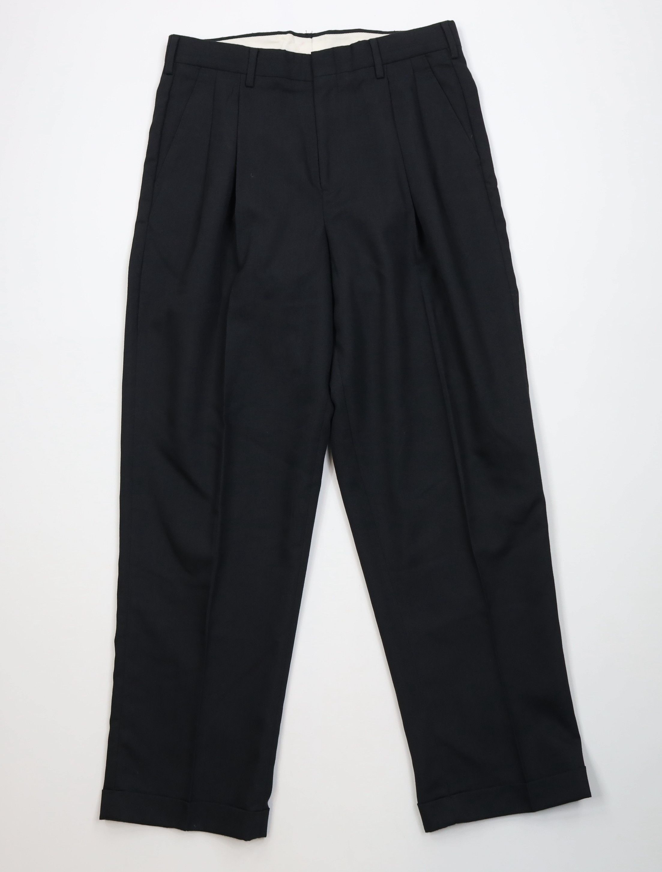 Vintage Vintage 90s Gabardine Blend Knit Wide Leg Chino Pants Black Size US 32 / EU 48 - 1 Thumbnail