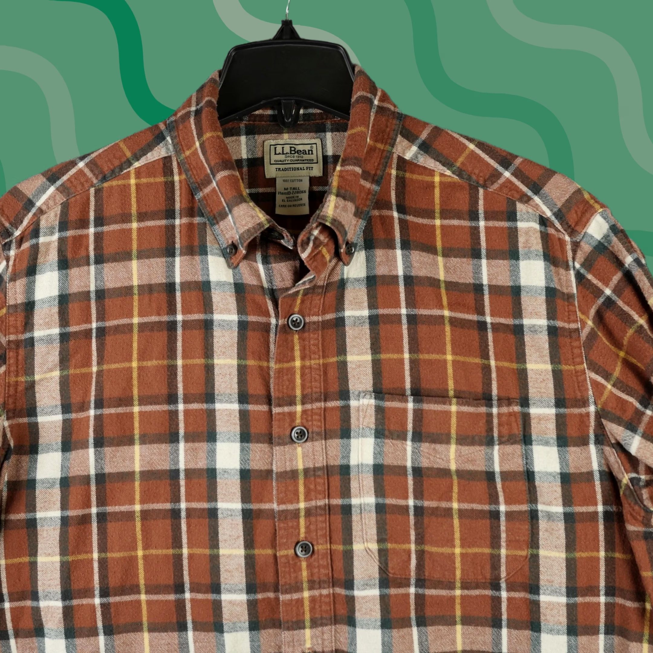 Vintage LL Bean Shirt Mens MT Brown Plaid Flannel Button-Down Sleeve Traditional Fit Size US M / EU 48-50 / 2 - 1 Thumbnail