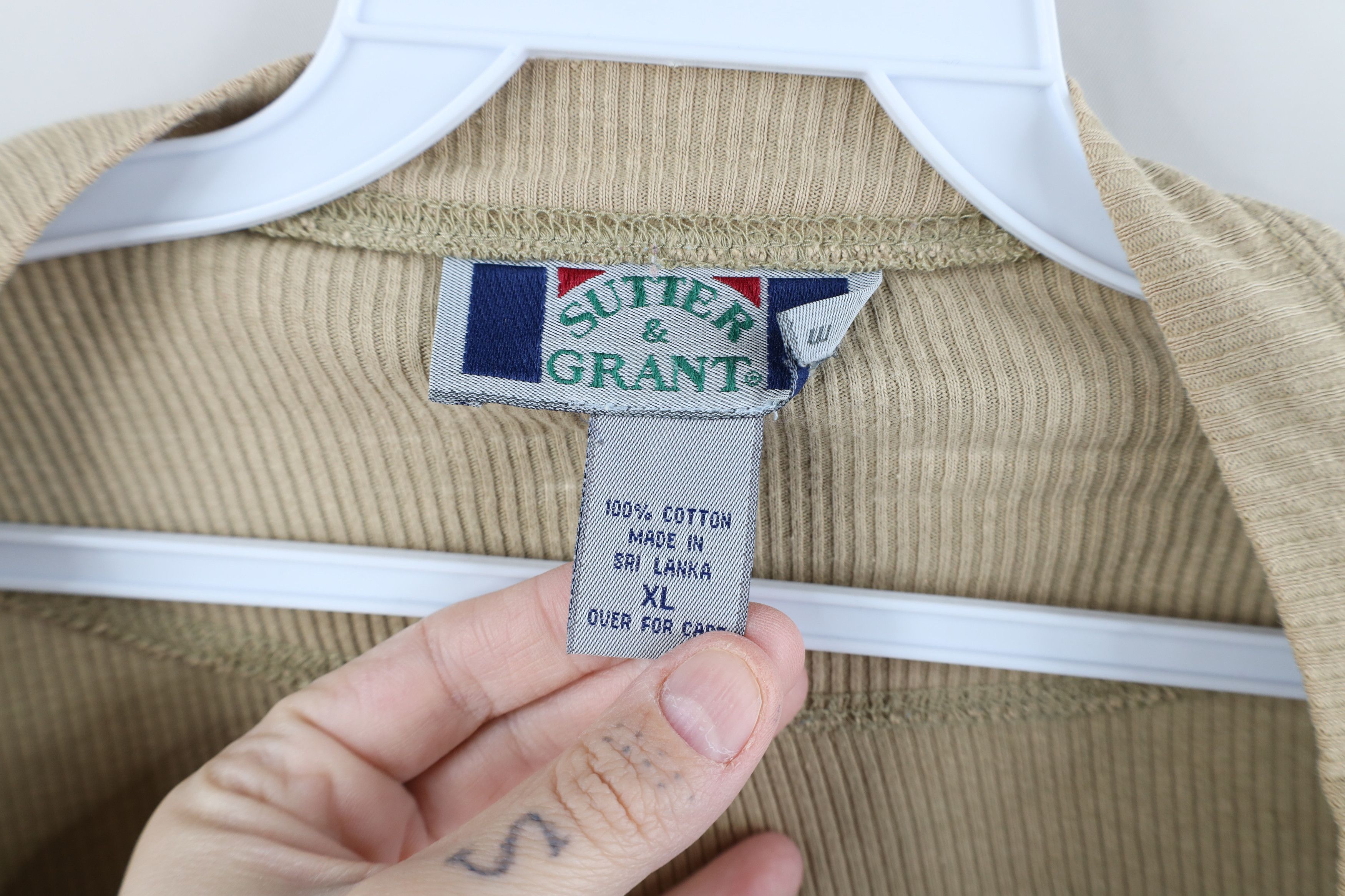 Vintage Vintage 90s Streetwear Ribbed Knit Henley T-Shirt Beige Size US XL / EU 56 / 4 - 8 Thumbnail