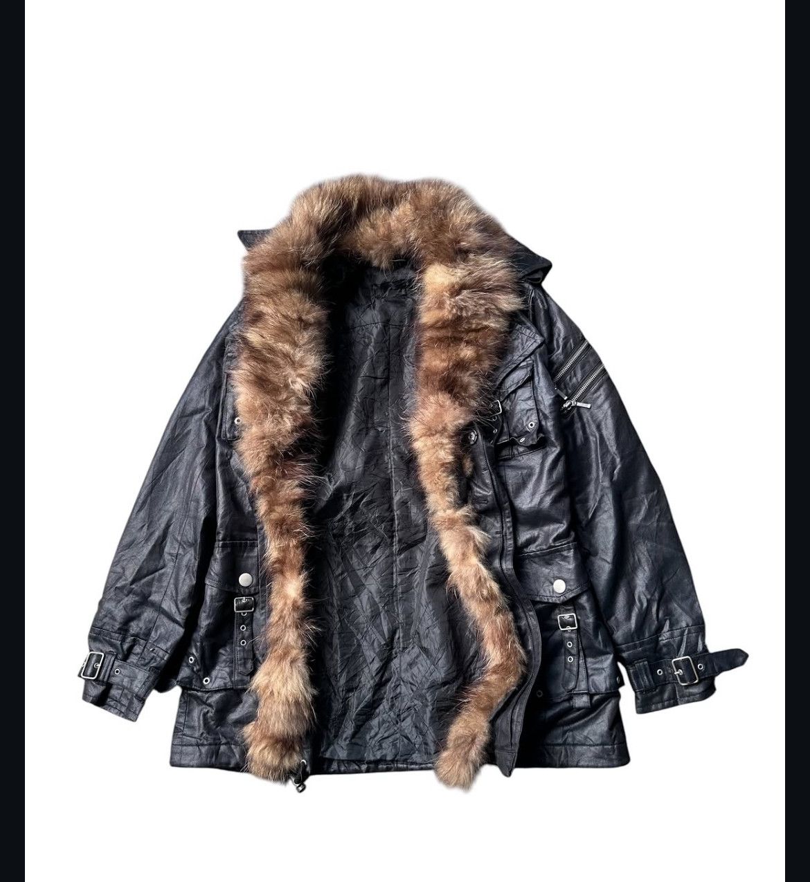 Tornado Mart 2000s Tornado Mart Belt Gimmick Fur Wax Jacket Lgb Ifsix Size US M / EU 48-50 / 2 - 2 Thumbnail