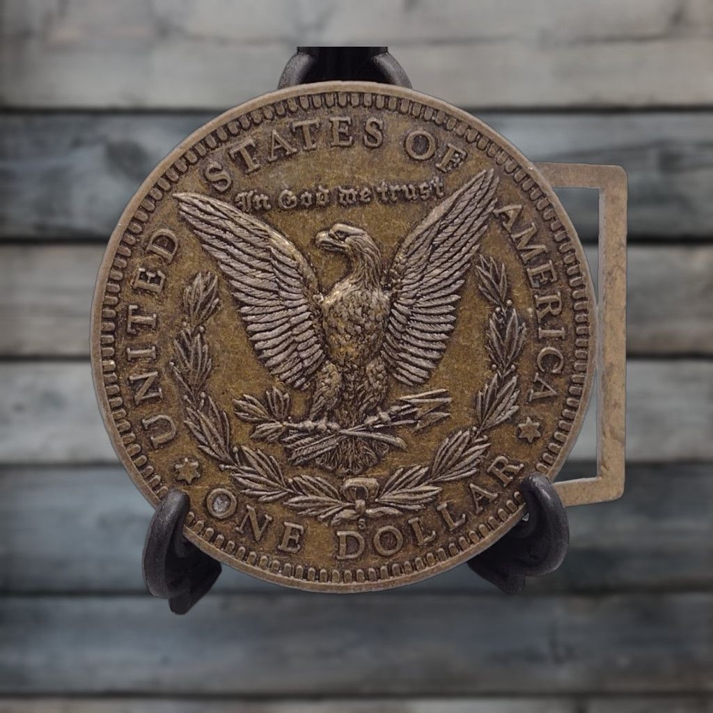 Vintage VINTAGE United States One Dollar Coin Belt Buckle Adult Unisex Brown 3 Inch Diameter Collectible Jewelry Size ONE SIZE - 1 Thumbnail