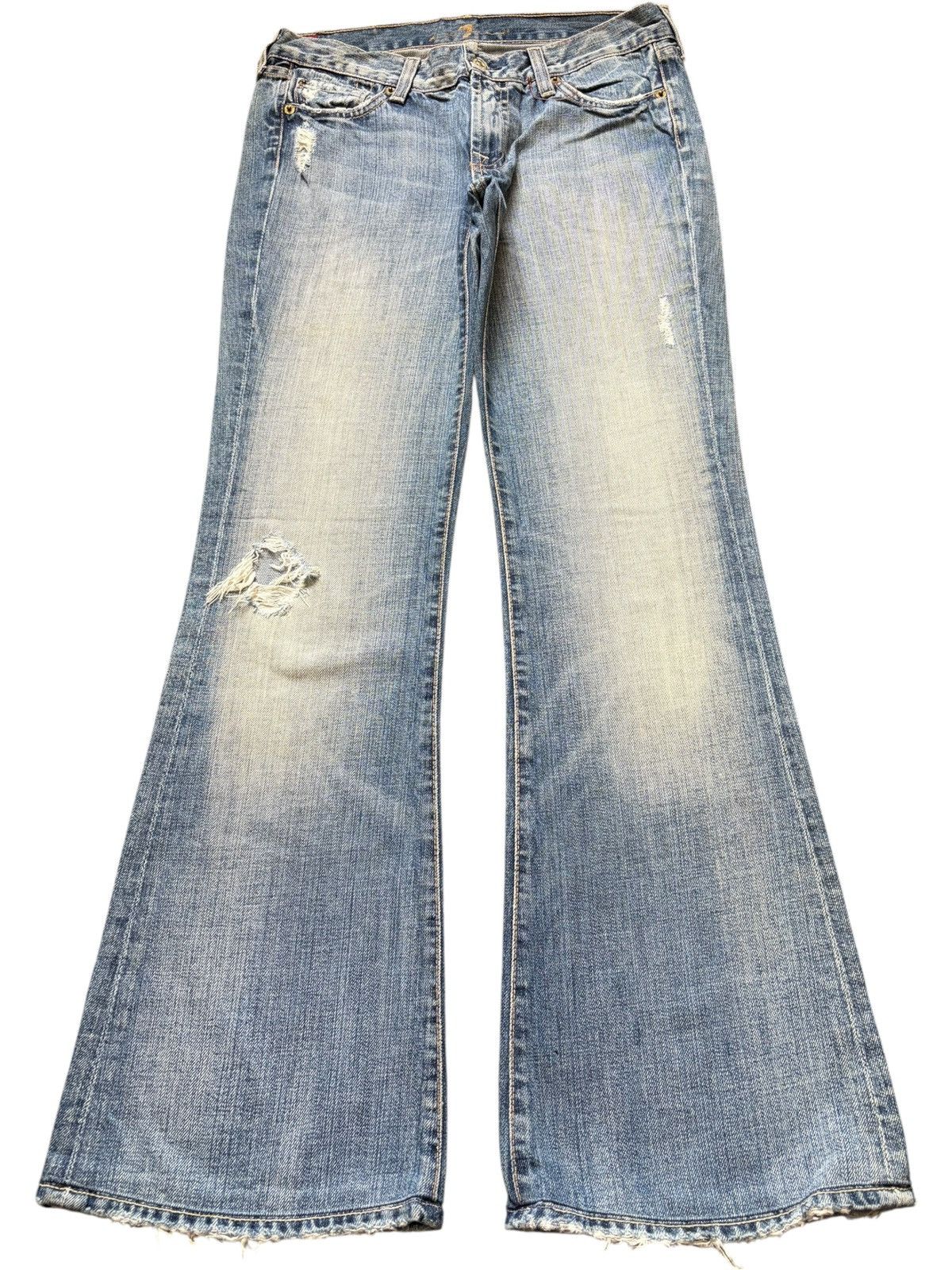 7 For All Mankind Vintage 7 For All Mankind Faded Wash Distress Flare Jeans Size 29" - 1 Thumbnail