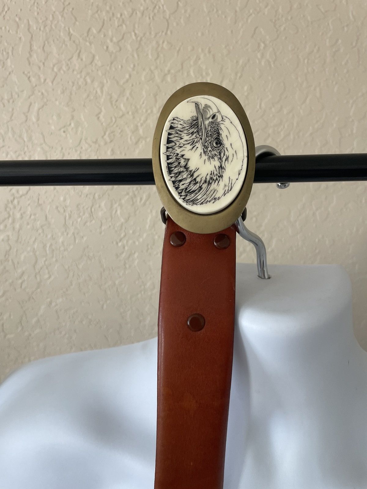 Genuine Leather Solid Brass Eagle Buckle Cowhide leather belt Size 36 - 2 Thumbnail