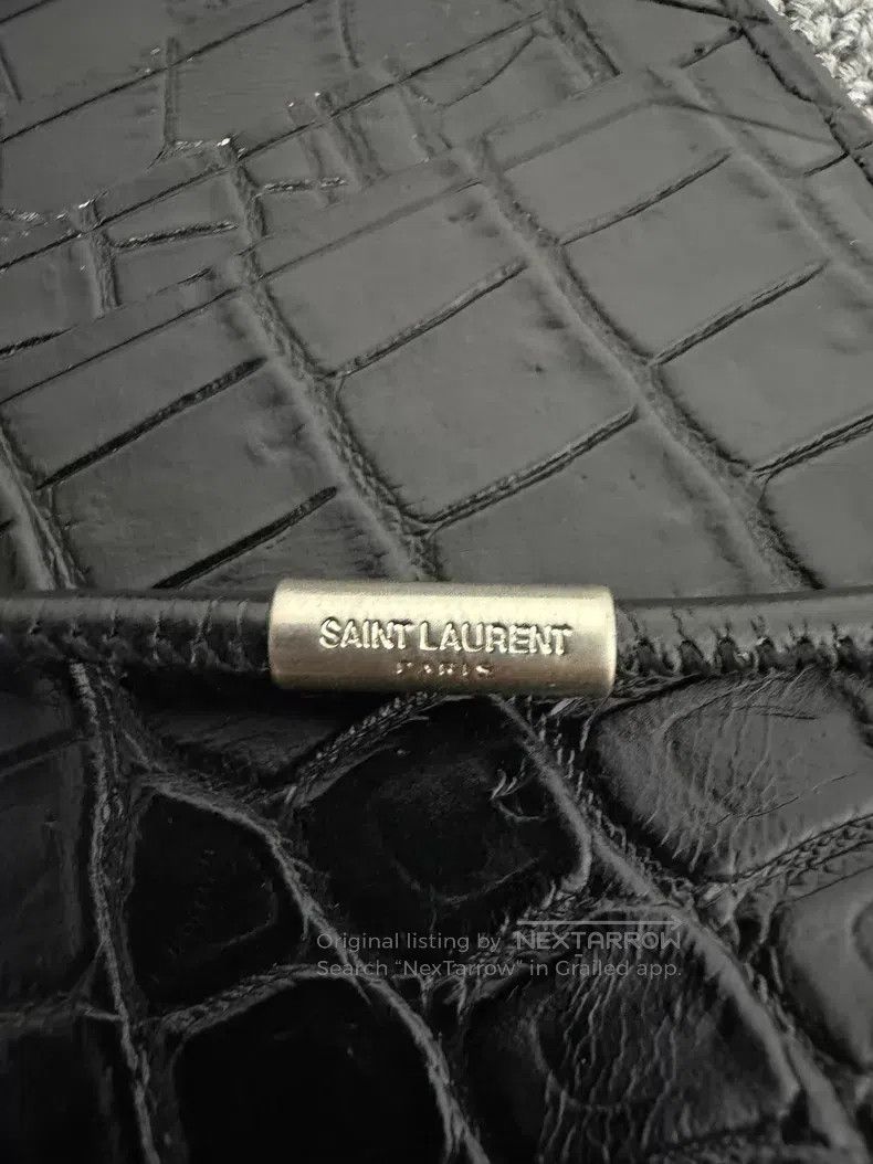 Other Saint Laurent Paris Black Crocodile Patterned Leather Stra Size ONE SIZE - 8 Thumbnail