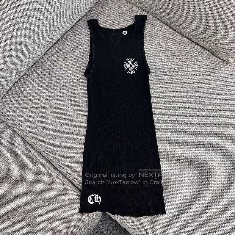 CHROME HEARTS Size M Black Cross Knitted vest skirt
