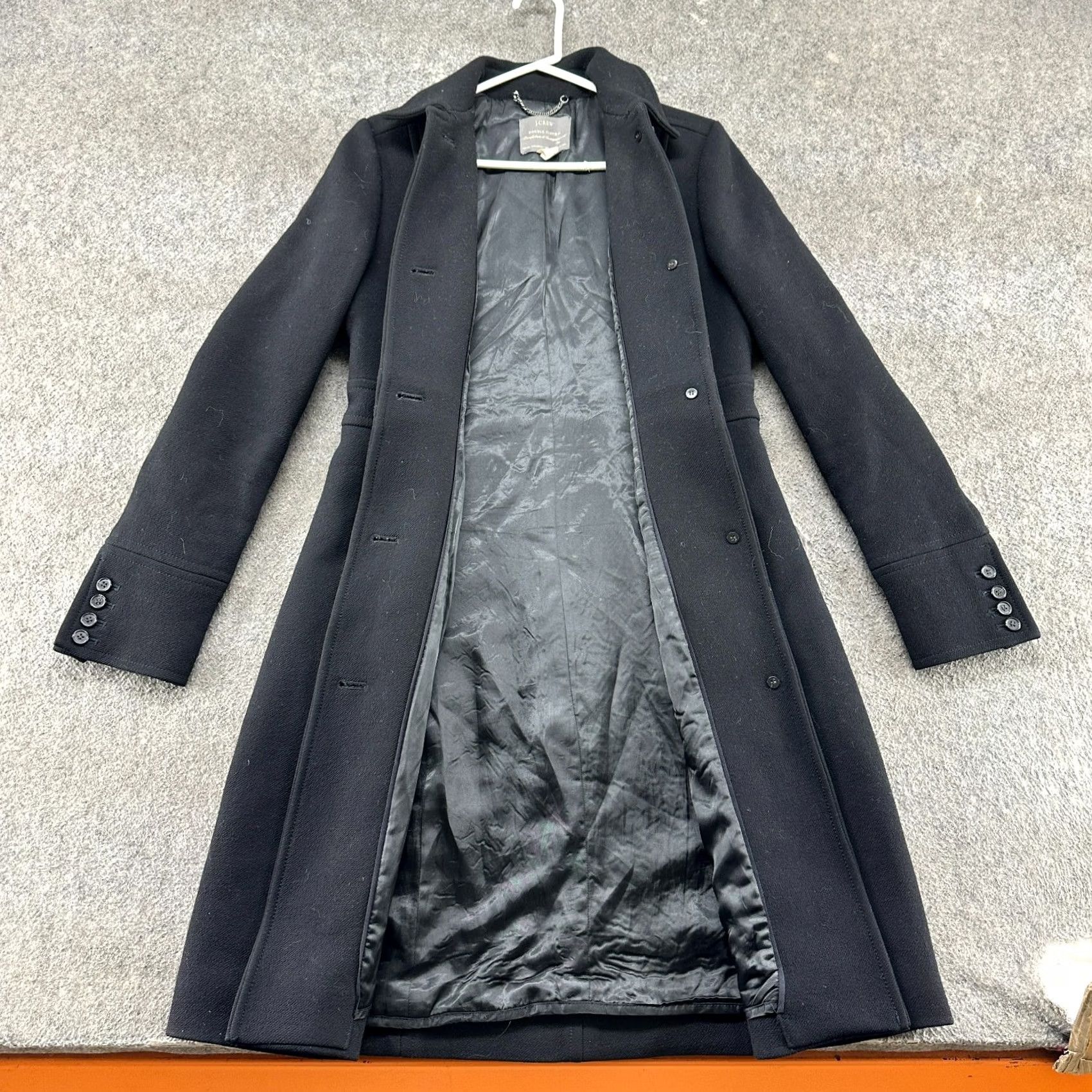 J.Crew J.CREW Coat Long Wool Black Trench Wool Blend Lined Button 8 Women Overcoat 90s Paris Vintage No Size M / US 6-8 / IT 42-44 - 3 Thumbnail