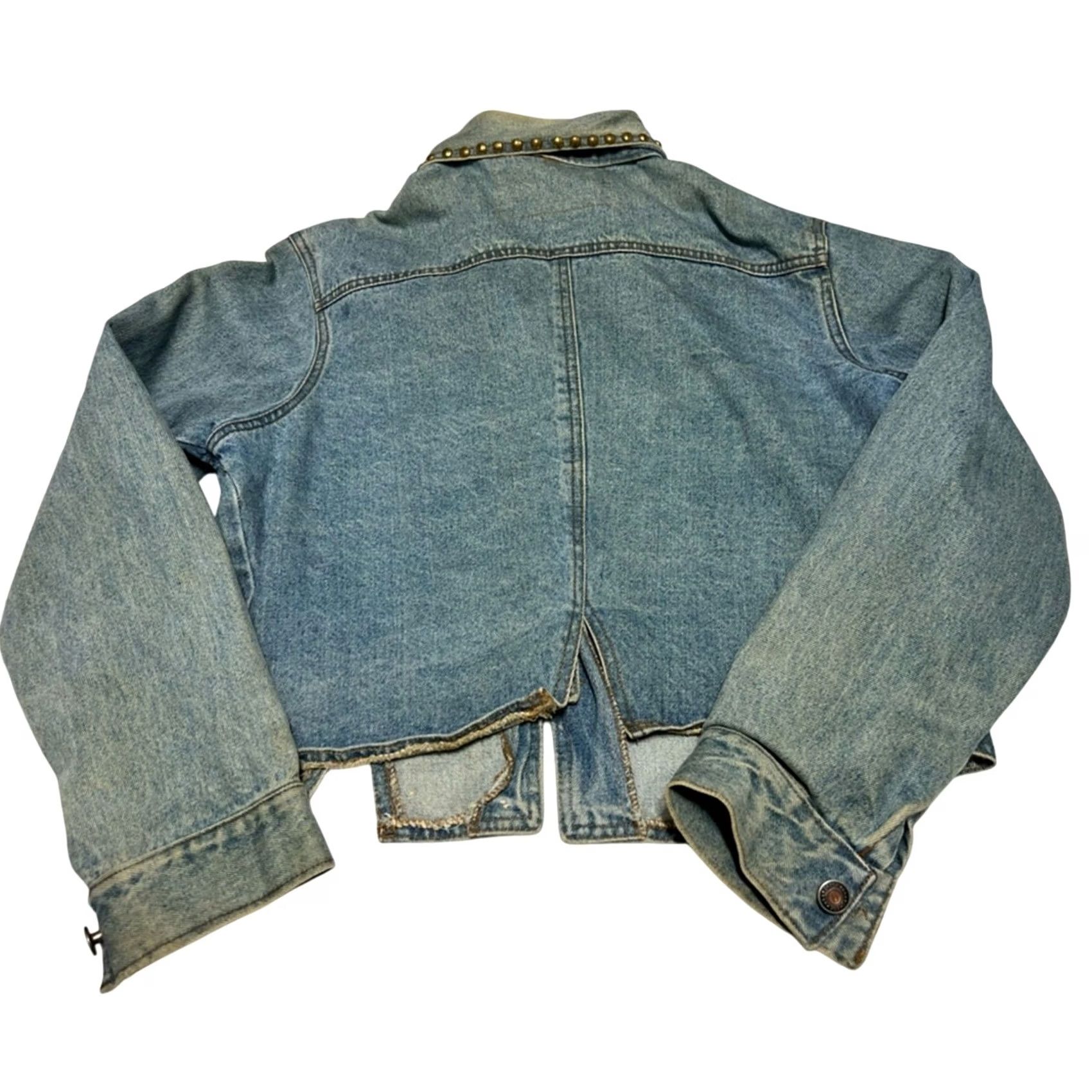 Denime VINTAGE Gazoz Beaded Bomber Jacket Blue Denim Large Women Size 36" / US 14 / IT 50 - 2 Thumbnail