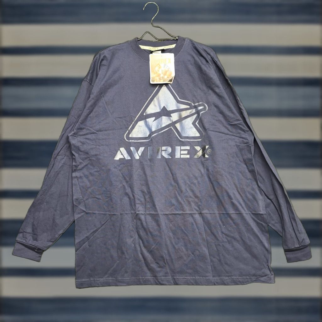 VINTAGE Avirex Shirt Mens 2XL Blue Long Sleeve Skull Logo USA Y2K Punk NWT Mens Shirt 2XL Blue Long Sleeve Avirex Skull Logo Vintage USA Y2K Punk NWT
