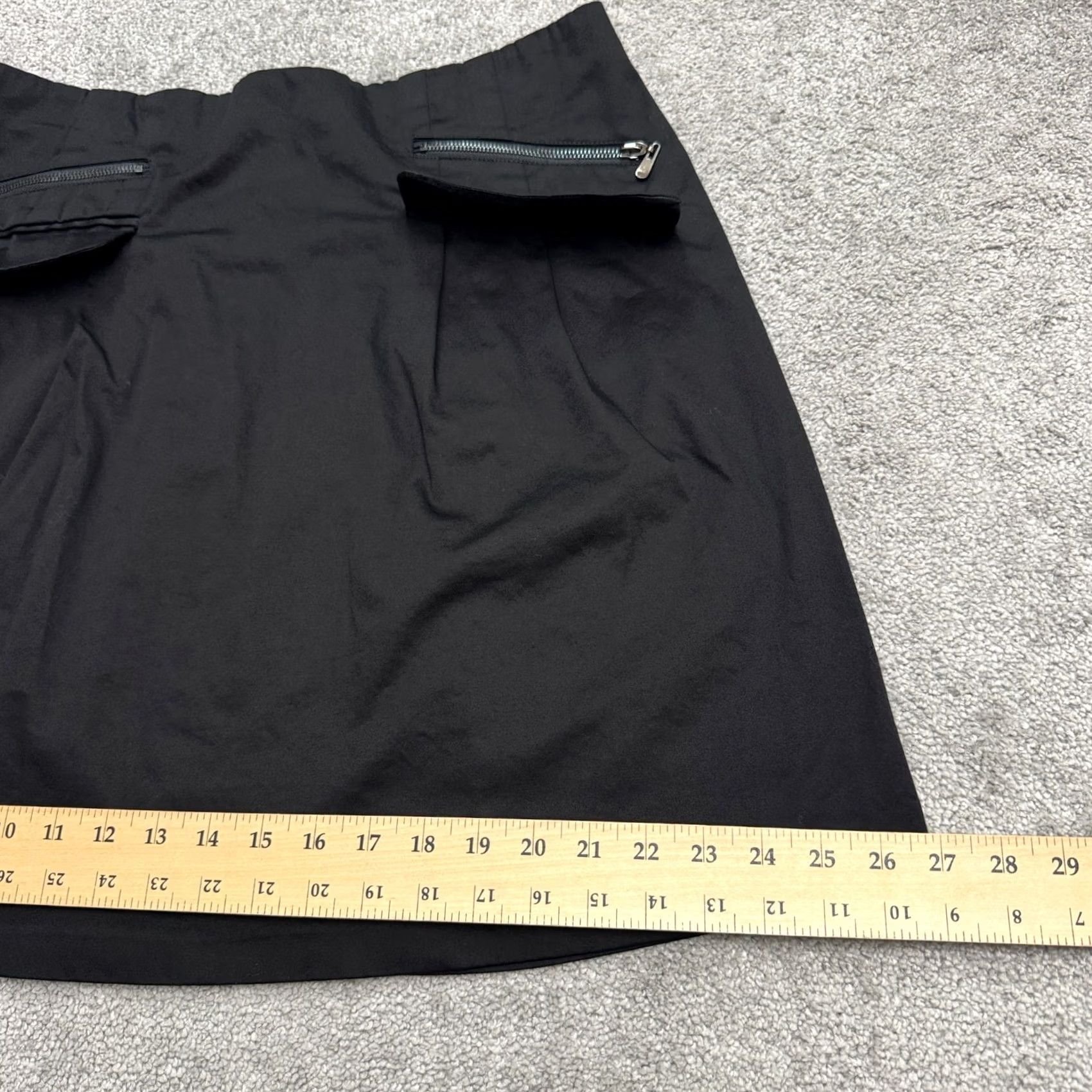 Vintage Zoe D. Pleated A-Line Mini Skirt Womens L Black Zipped Pockets Stretch Skirt Womens L Black Mini Pockets Zipper Fitted Vintage: No Size 36" / US 14 / IT 50 - 6 Thumbnail