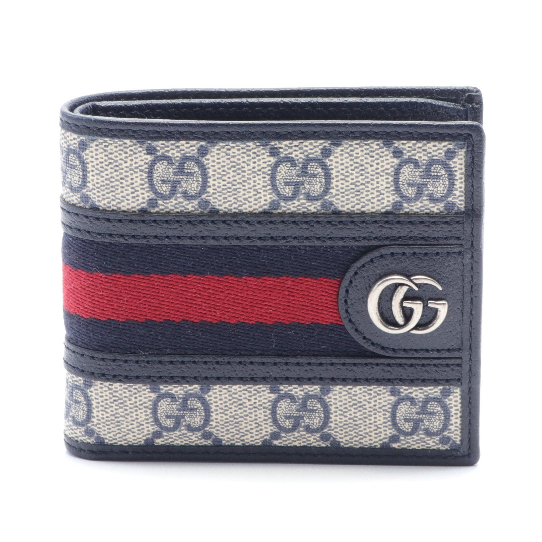 Gucci Gucci Ophidia Gg Supreme Sherry Line Bi-Fold Wallet Leather Navy Beige Red Size ONE SIZE - 1 Thumbnail