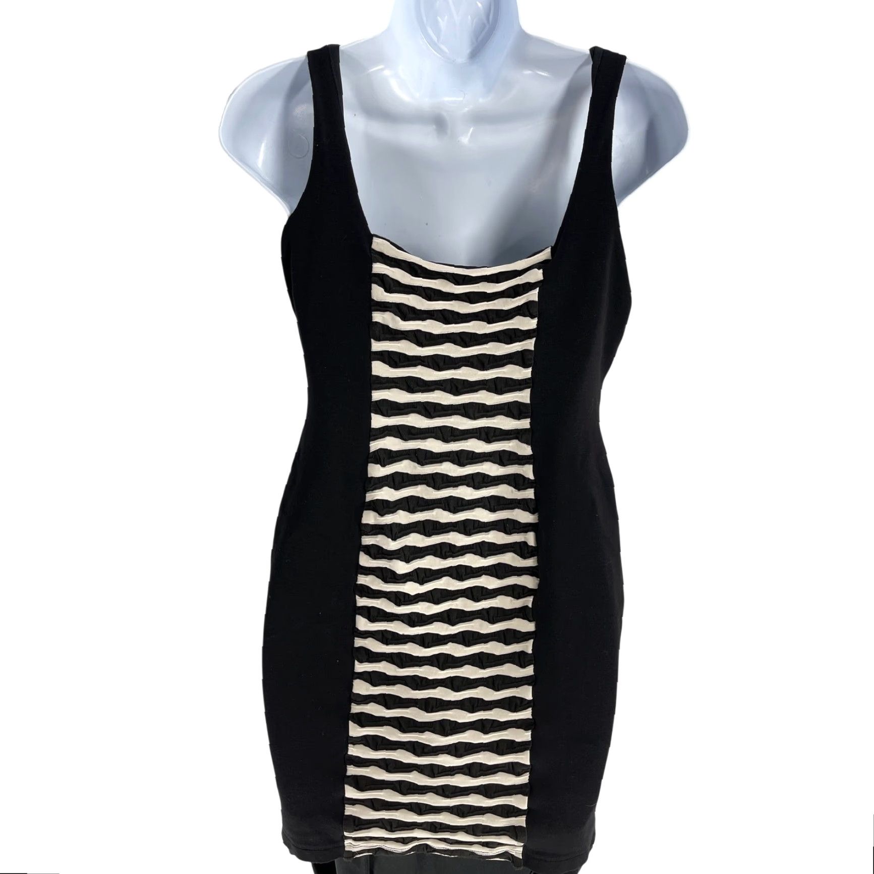 MAGGY LONDON Maggy London Dress 8 Black White Illusion Sleeveless Slimming Scoop Neck Party Mini 90s Y2K Women's Size M / US 6-8 / IT 42-44 - 3 Thumbnail