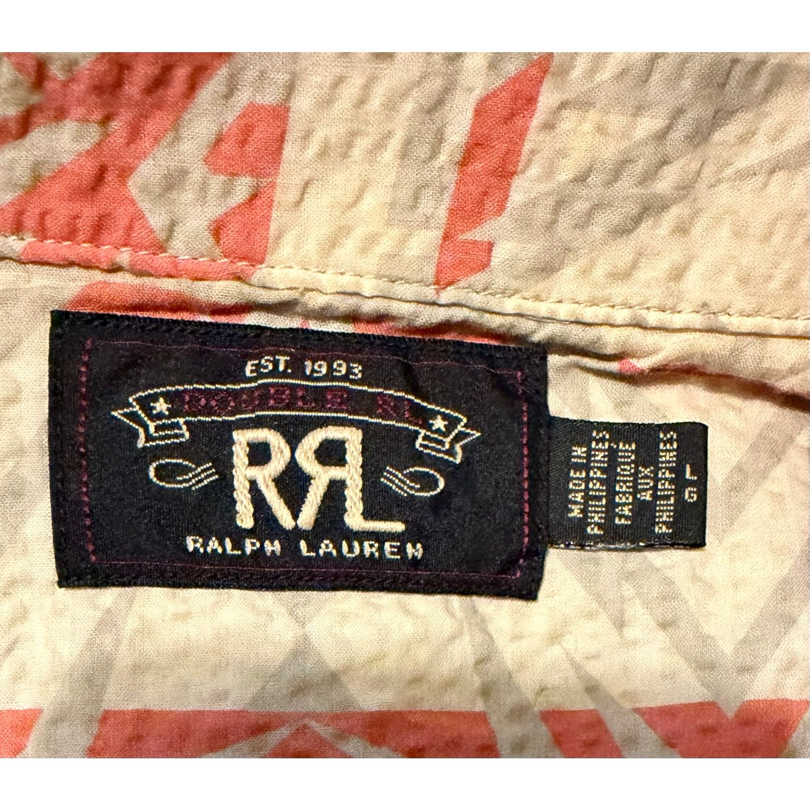 RRL Ralph Lauren RRL Trade Blanket Printed Cotton Seersucker Shirt size L Size US L / EU 52-54 / 3 - 5 Thumbnail