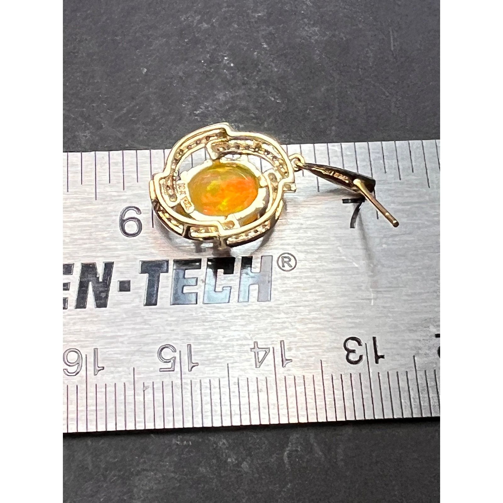 Other 10k gold Ethiopian opal and white zircon earrings Size ONE SIZE - 9 Thumbnail