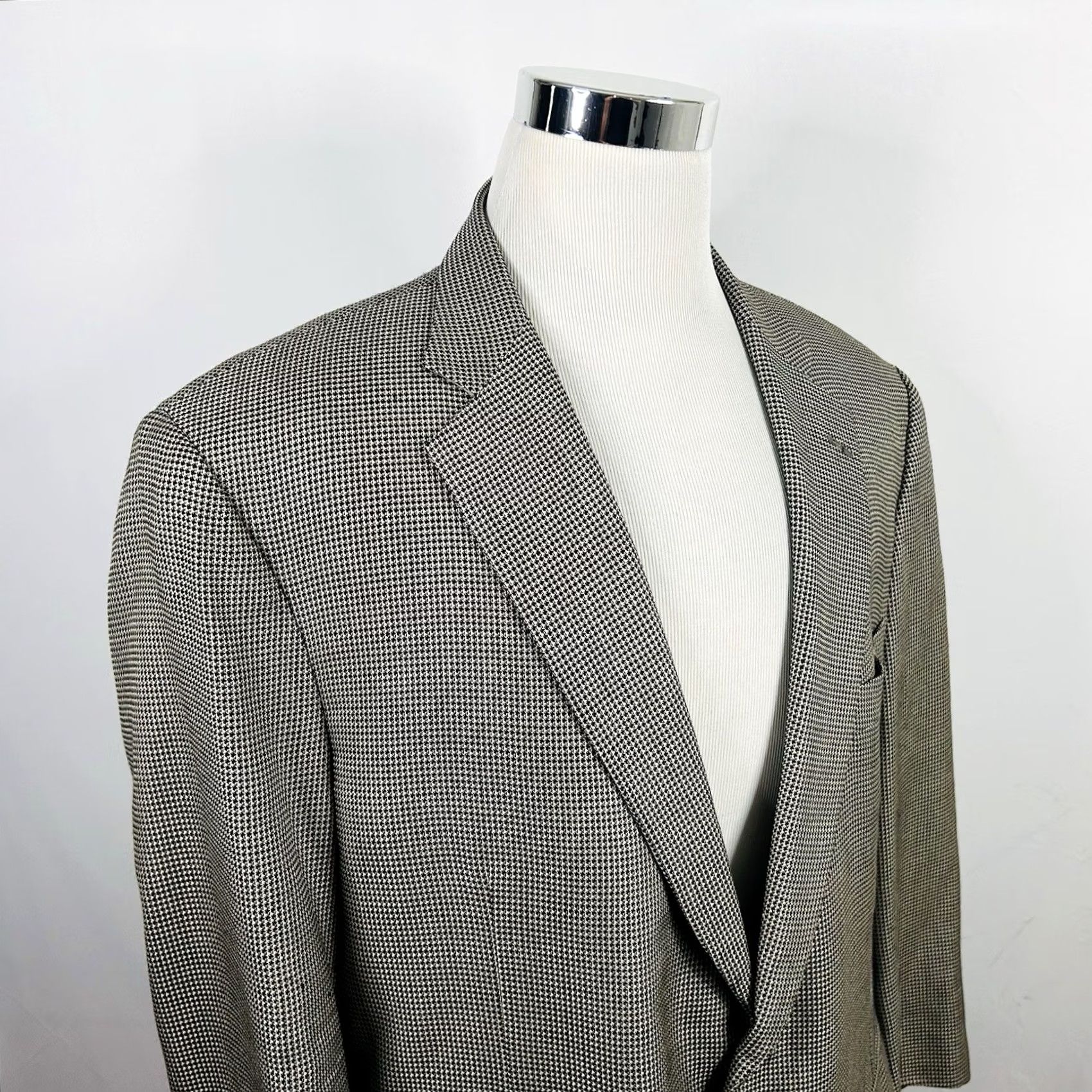 Vintage Samuelsohn Sport Coat Silk Wool Blend Gold Houndstooth Two Button Vented 46R Men Regular Jacket Coat Navy? Size US XS / EU 42 / 0 - 2 Thumbnail