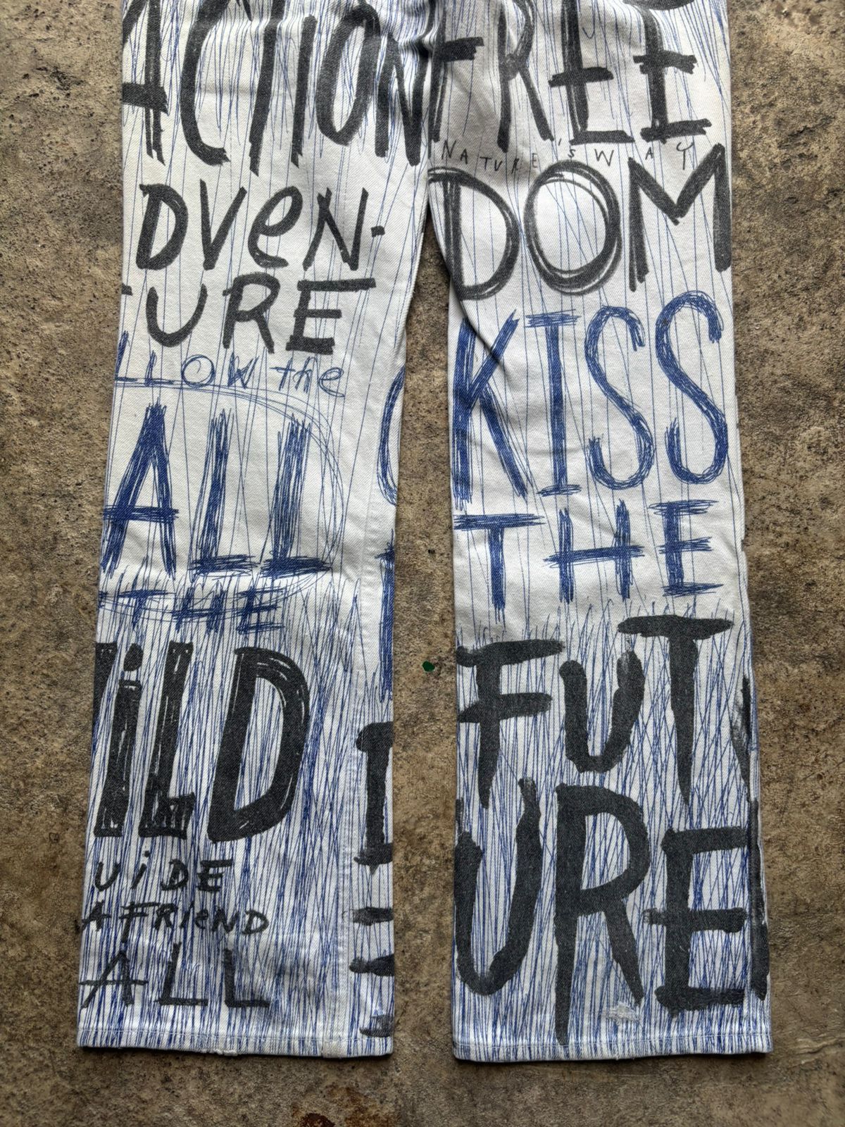 Walter Van Beirendonck W&LT SS1998 'Fetish For Beauty' Pen Denim Jeans Size US 27 - 12 Thumbnail