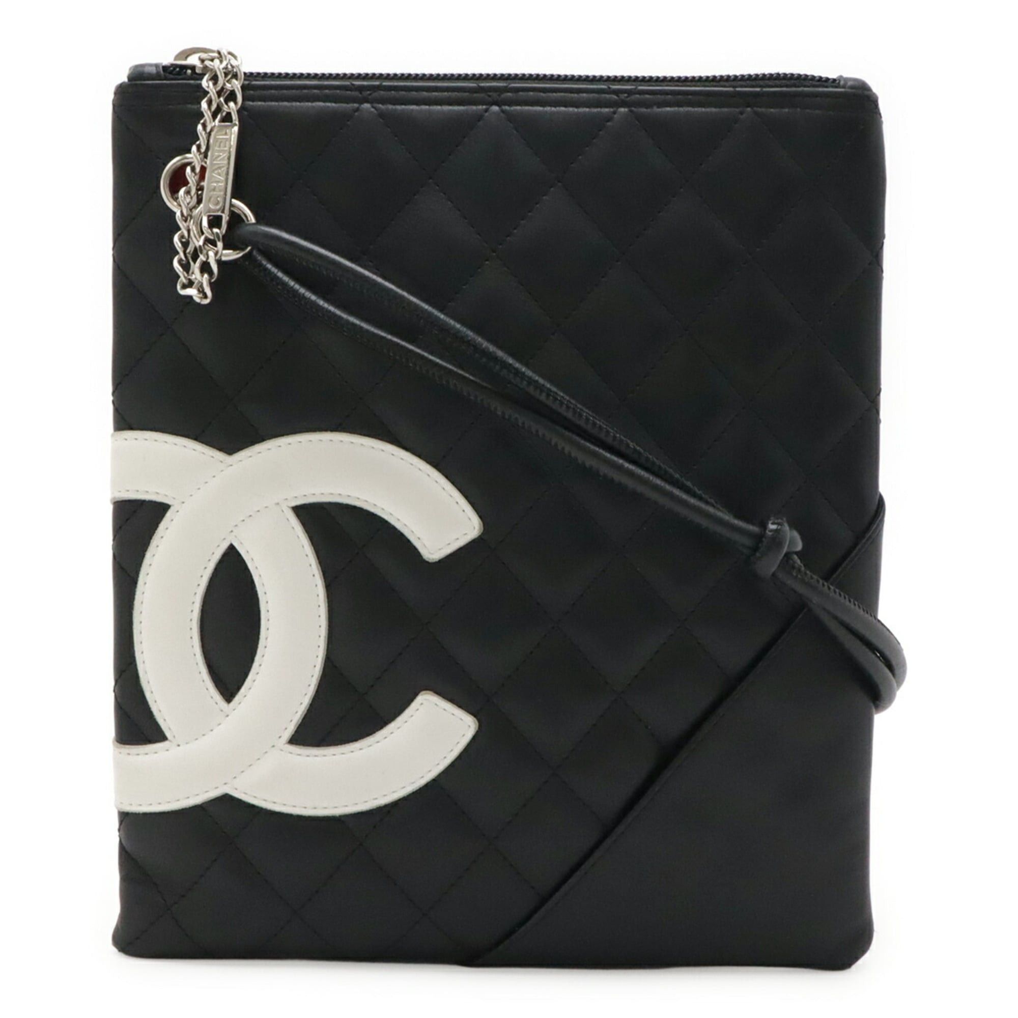 Chanel CHANEL Cambon Line Coco Mark Medium Pochette Shoulder Bag, Soft Calf Leather, Black/White, A29793 Size ONE SIZE - 1 Thumbnail
