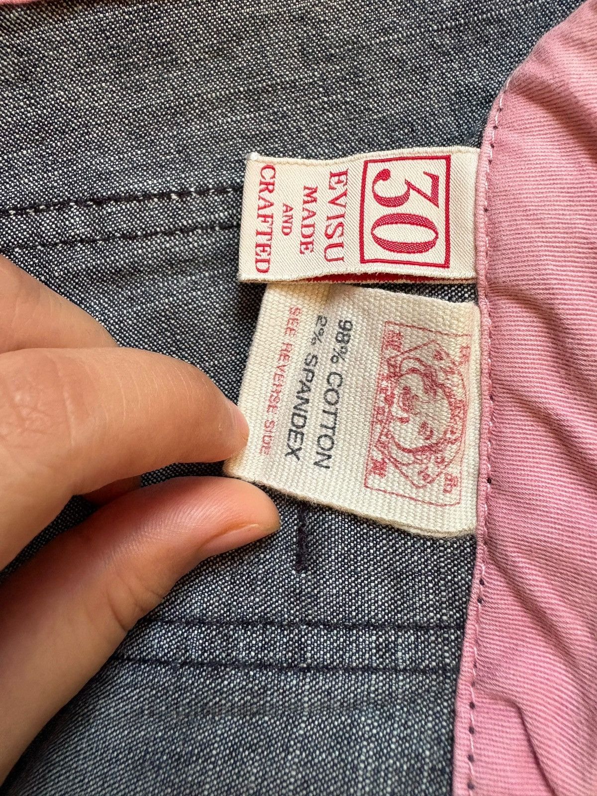 Evisu × Japanese Brand Vintage Evisu Donna Seagull Pocket Baggy Jean Shorts Size 33" - 11 Thumbnail