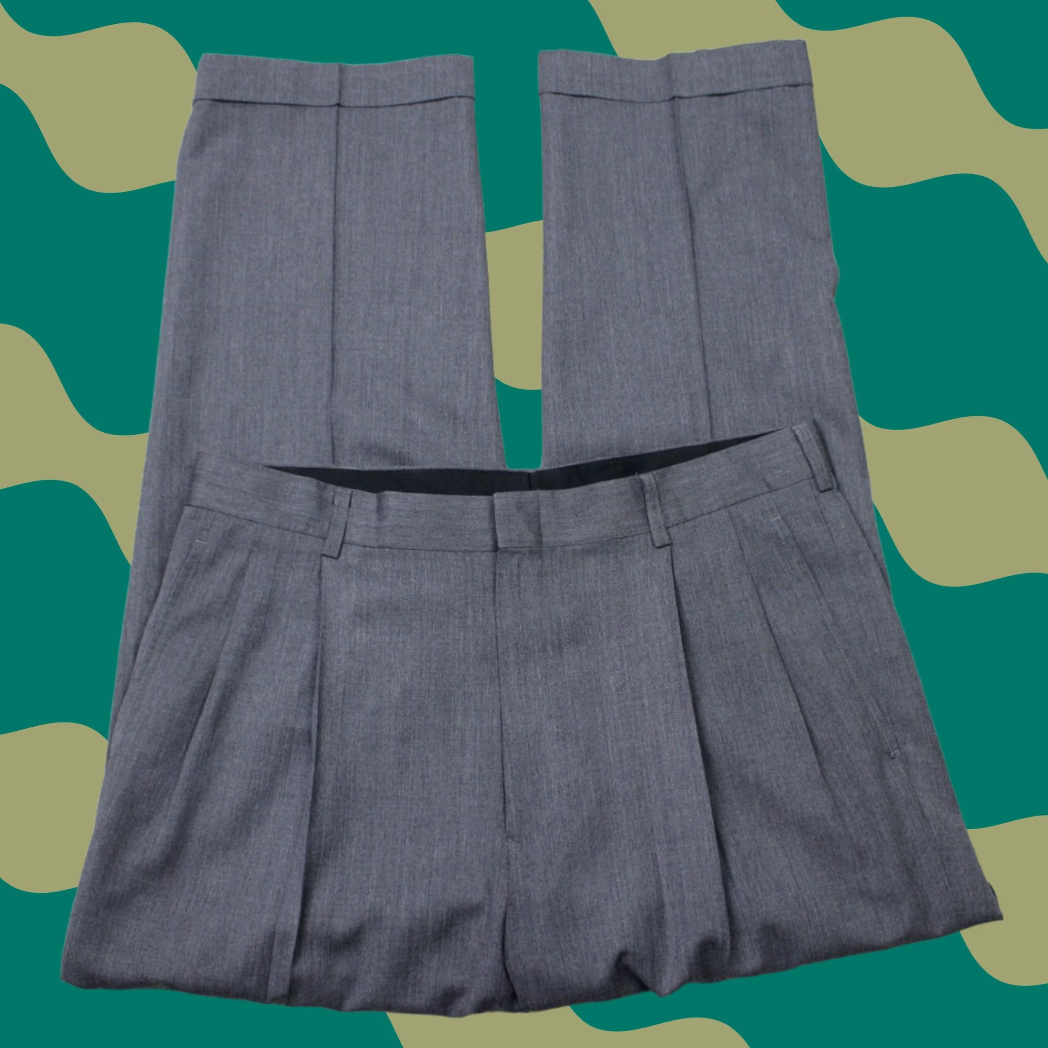 Jos. A. Bank Jos. A. Bank Pants Mens 33x29 Gray 100% Wool Pleated Cuffed Traveler Collection Dress Pants Regular Slim? No, keep as is Size US 33 - 1 Thumbnail