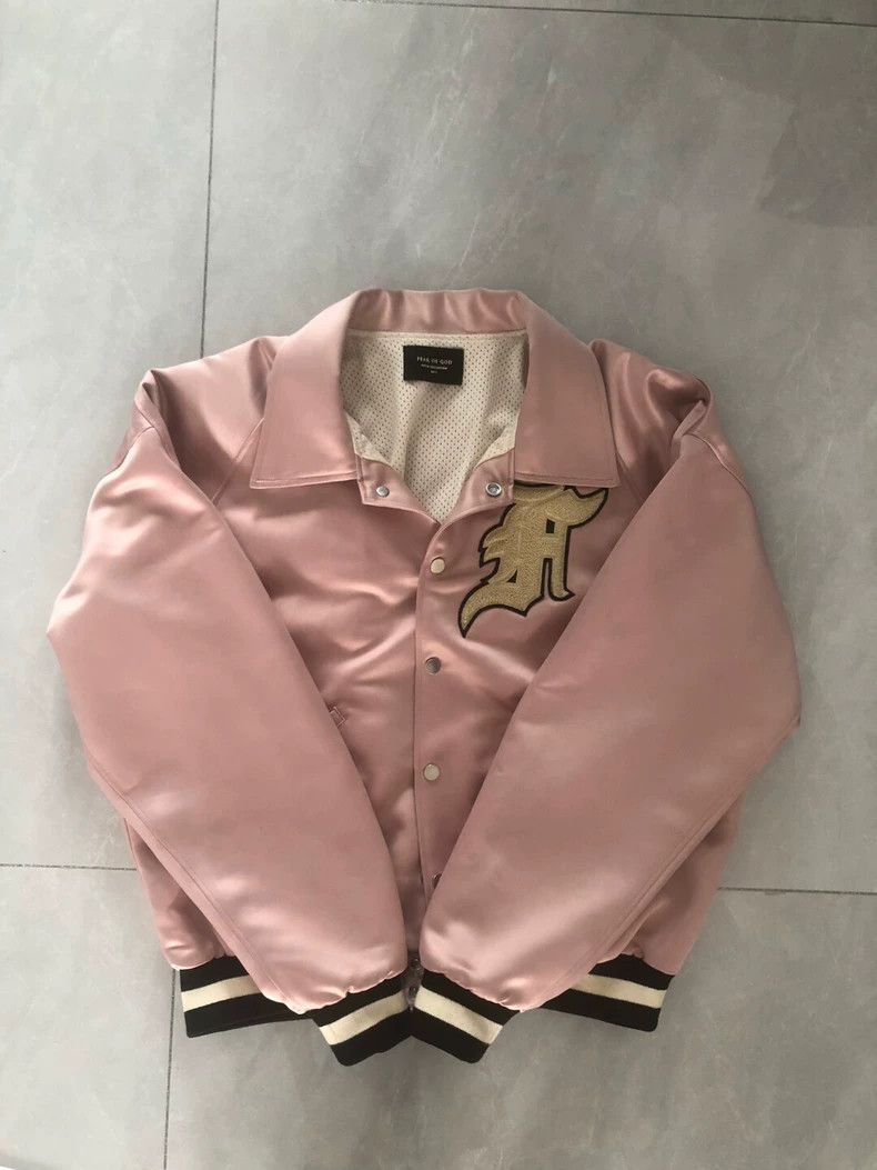 Satin Bomber Jacket Fear Of God Jacket Pink Coach Baseball Bomber