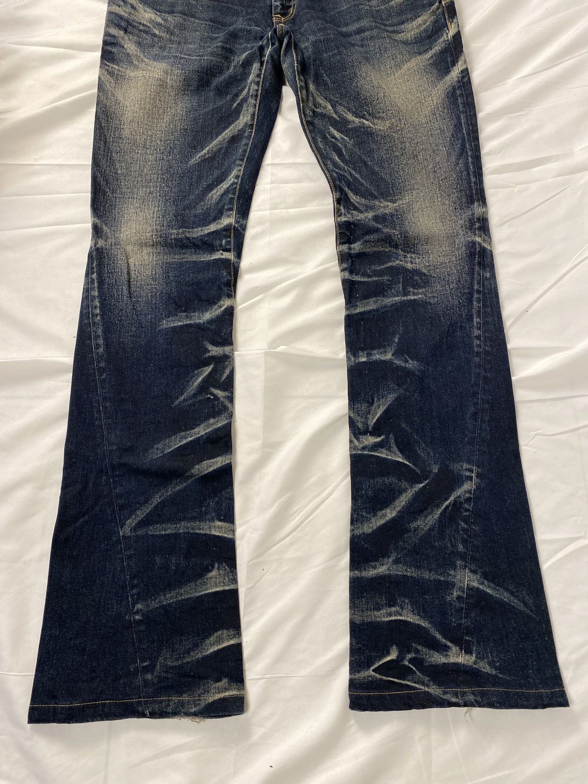 Tornado Mart Tornado Mart Wisker Washed Twisted Spiral Flared Style Denim Size US 34 / EU 50 - 7 Thumbnail