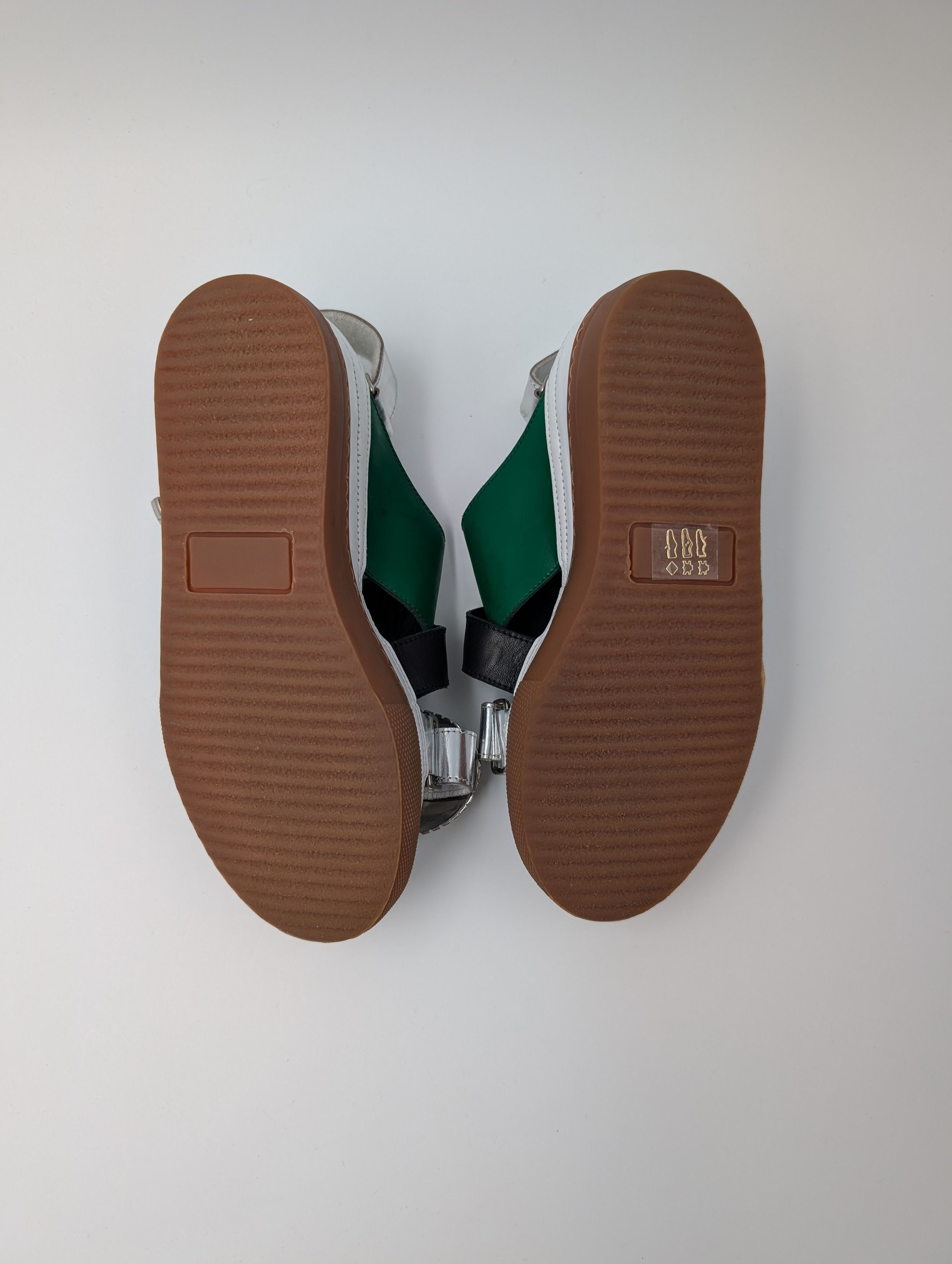 Toga Pulla Green And Silver Open-Toed Shoes With Iconic Detail Size US 5 / IT 35 - 7 Thumbnail