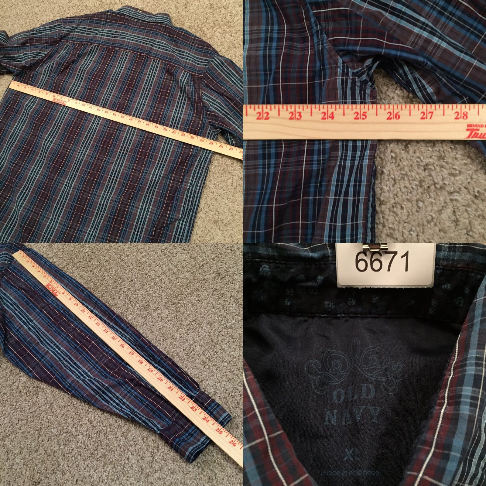 Old Navy Old Navy Shirt Mens XL Blue Purple Plaid Long Sleeve Button Up Size US XL / EU 56 / 4 - 8 Thumbnail