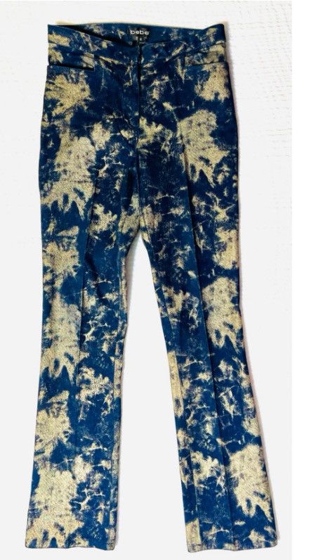 Bebe Bebe Phantom Wash Carmen Tie Dye Indigo & Gold Denim Jeans Size 27" / US 4 / IT 40 - 1 Thumbnail