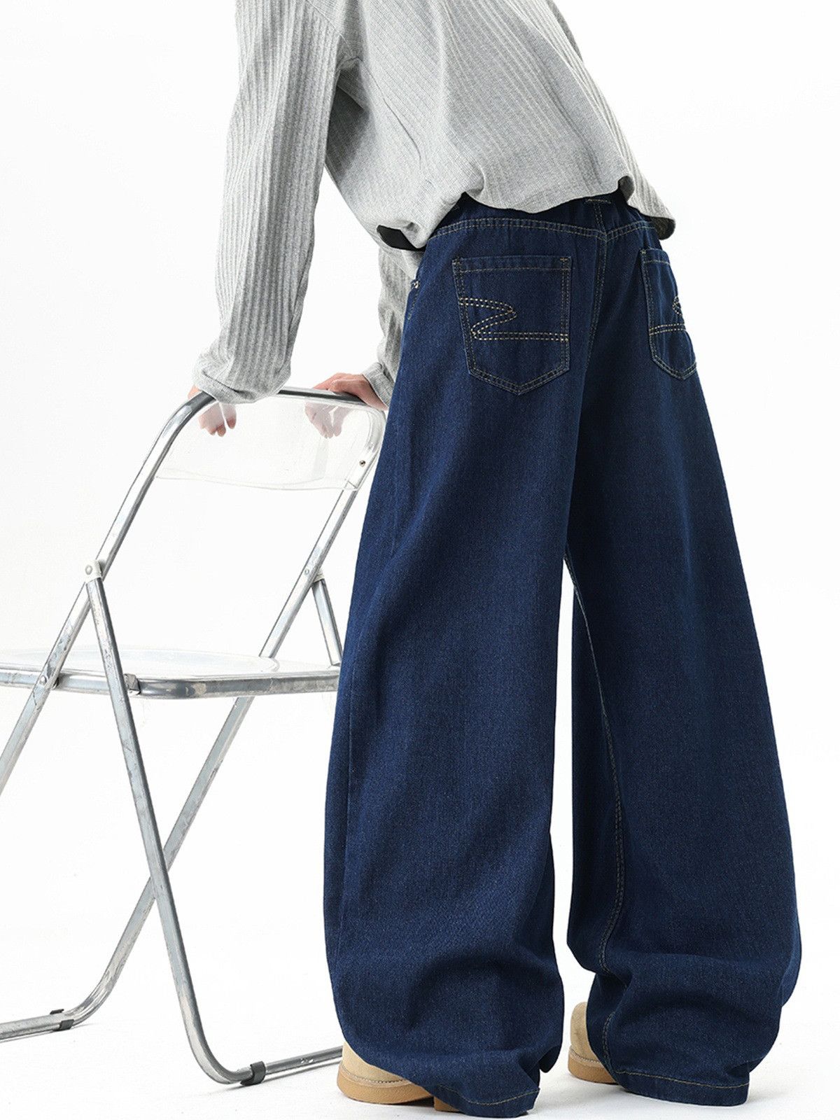 Jean Men's American Cleanfit Wide-Leg Dark Blue Flared Jeans Size US 32 / EU 48 - 5 Thumbnail