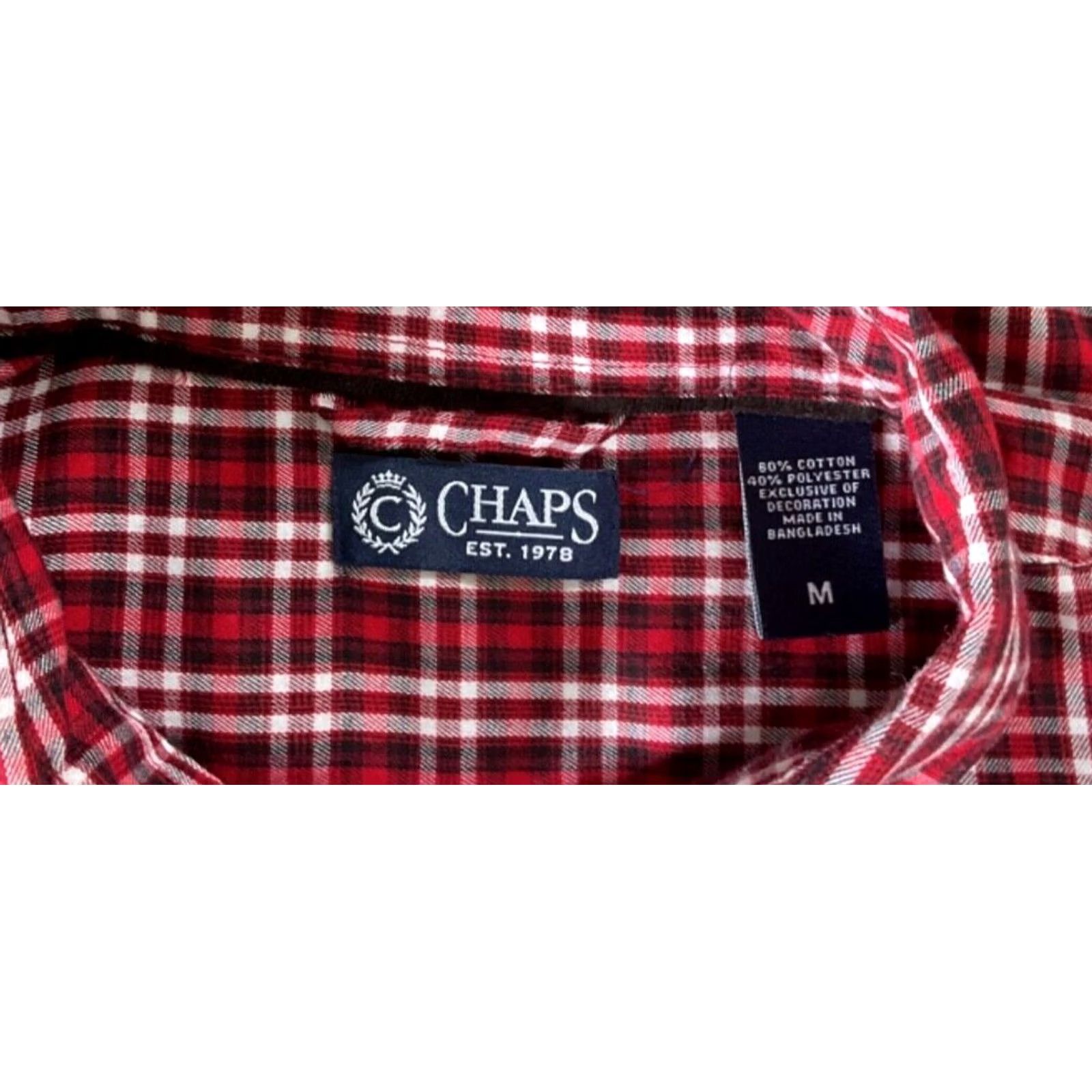 Chaps Chaps Button-Up Shirt M Red Plaid Tart an Long Sleeve Collar Pocket Mens Size US M / EU 48-50 / 2 - 4 Thumbnail