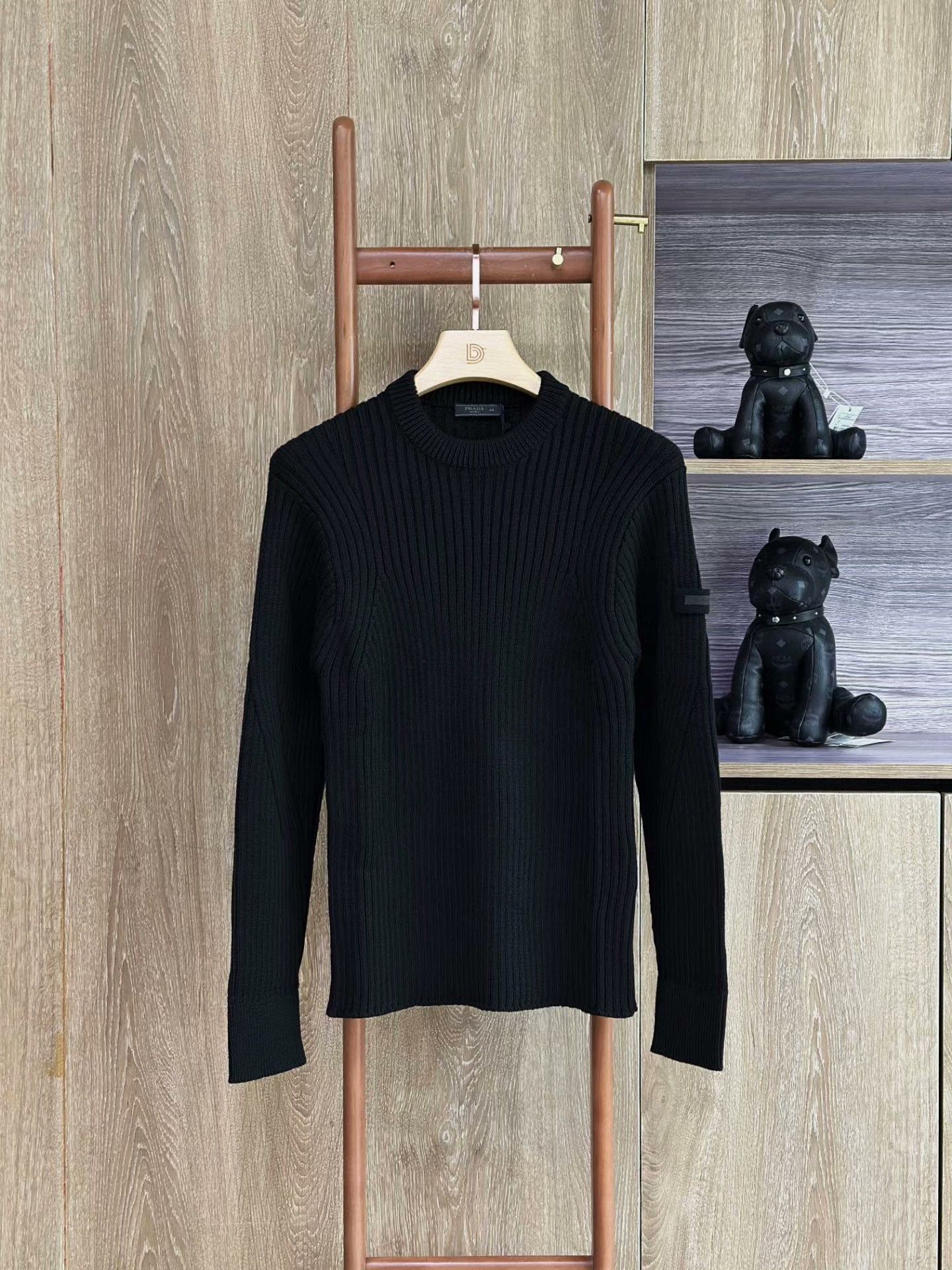 Prada PRADA Black Crewneck Wool Sweater Size US M / EU 48-50 / 2 - 1 Thumbnail