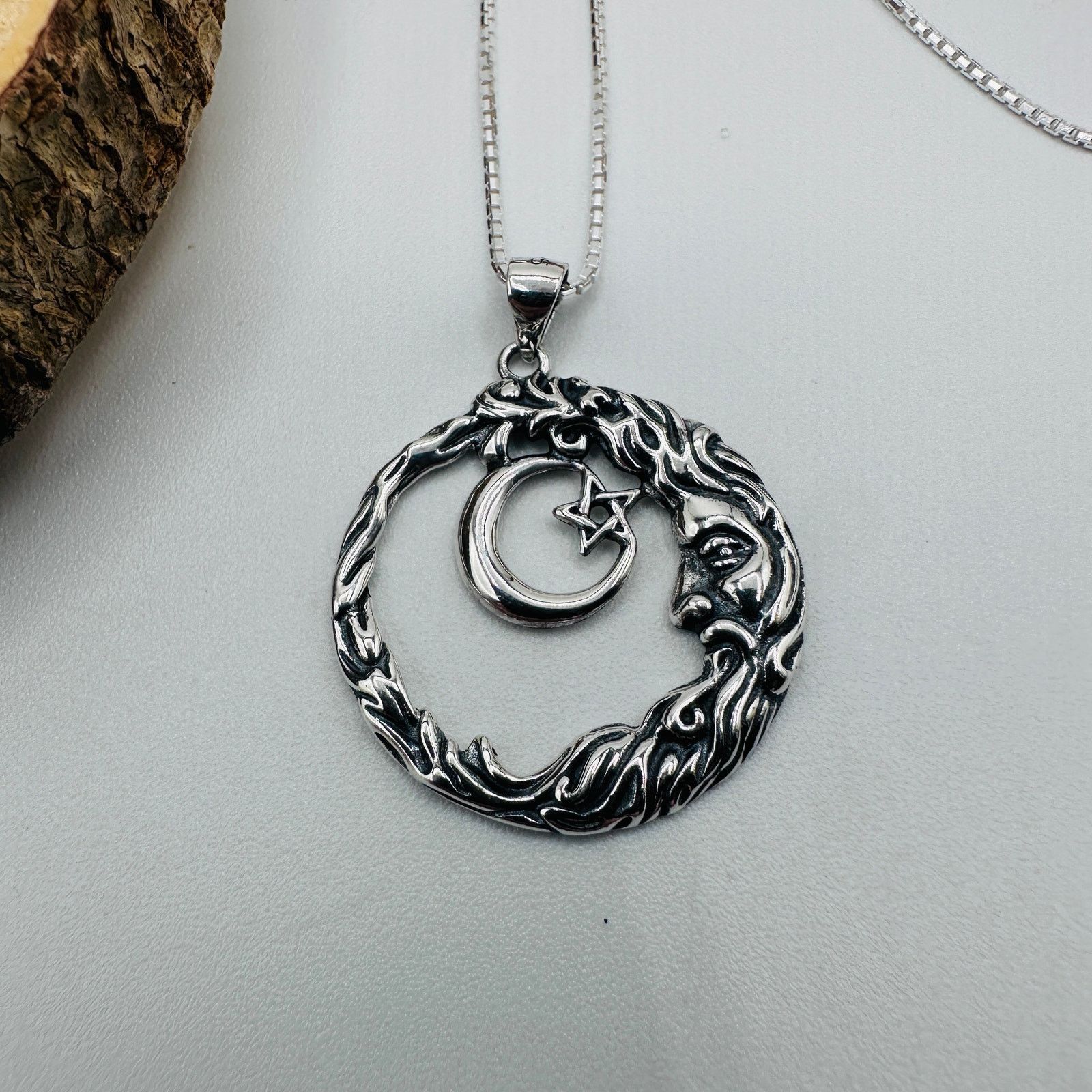 The Unbranded Brand Sterling Silver Moon Goddess Necklace-Wiccan Pagan Jewelry Size ONE SIZE - 3 Thumbnail